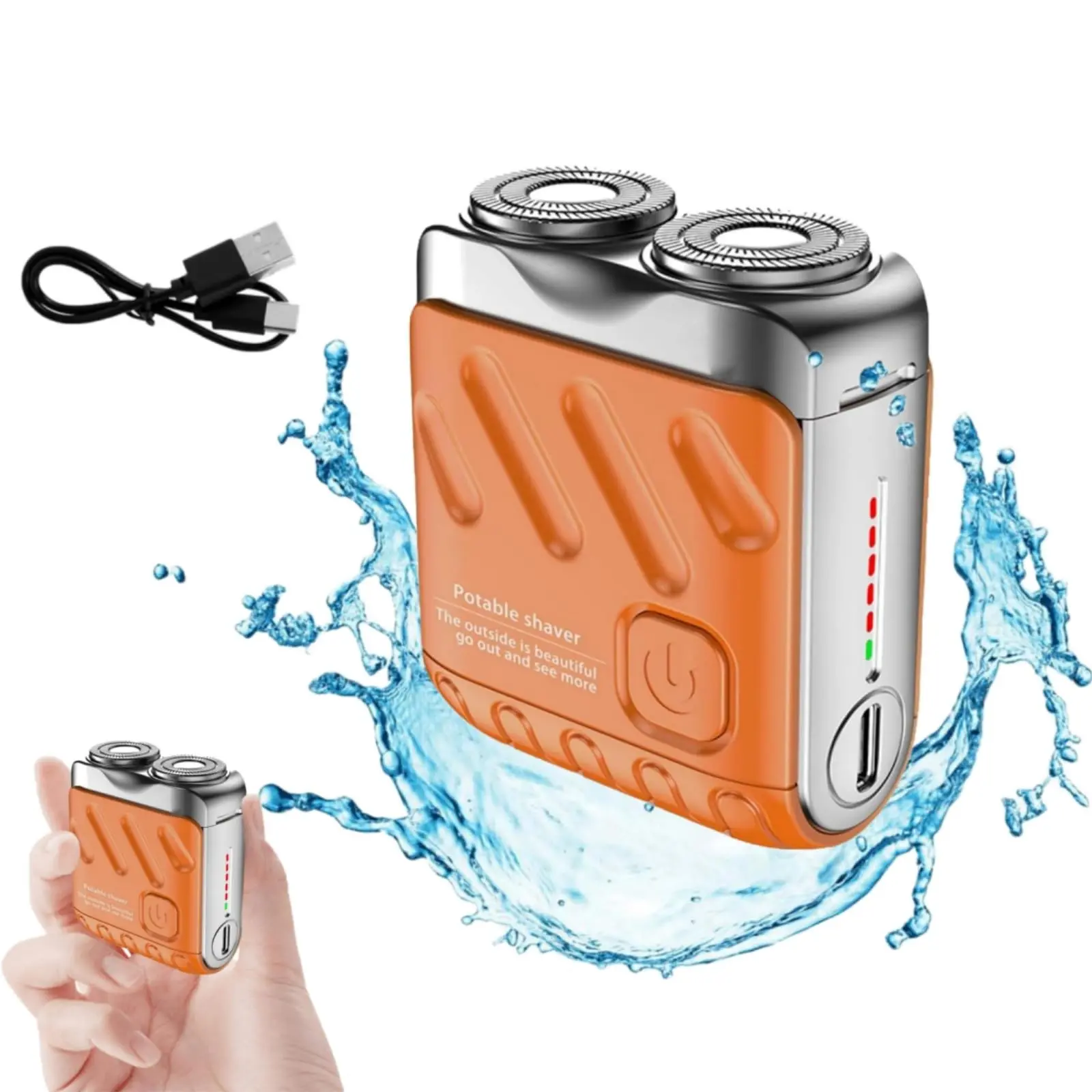 Mini Portable Electric Shaver for Men, Double-Ring Magnetic Head, Waterproof Wet/Dry Use, 1-Button Control, Adjustable Handle, Long-Lasting Battery
