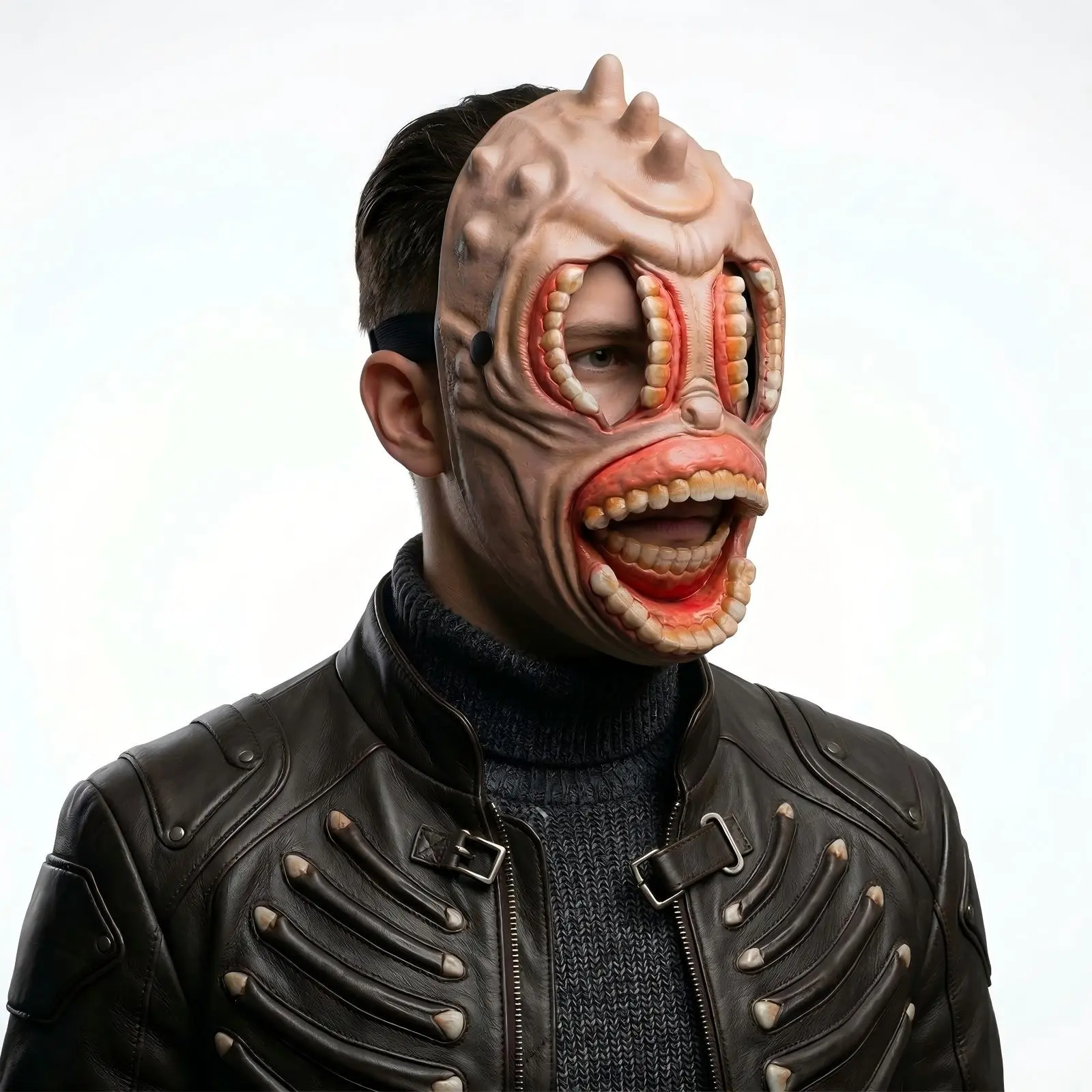 Halloween Ghost Face Teeth Mask, Realistic Monster Mask, Hyper Realistic Mask, Mask Cosplay, Essential Scary Spooky Party Prop for Halloween Night, 1pc Horror Costume Accessory