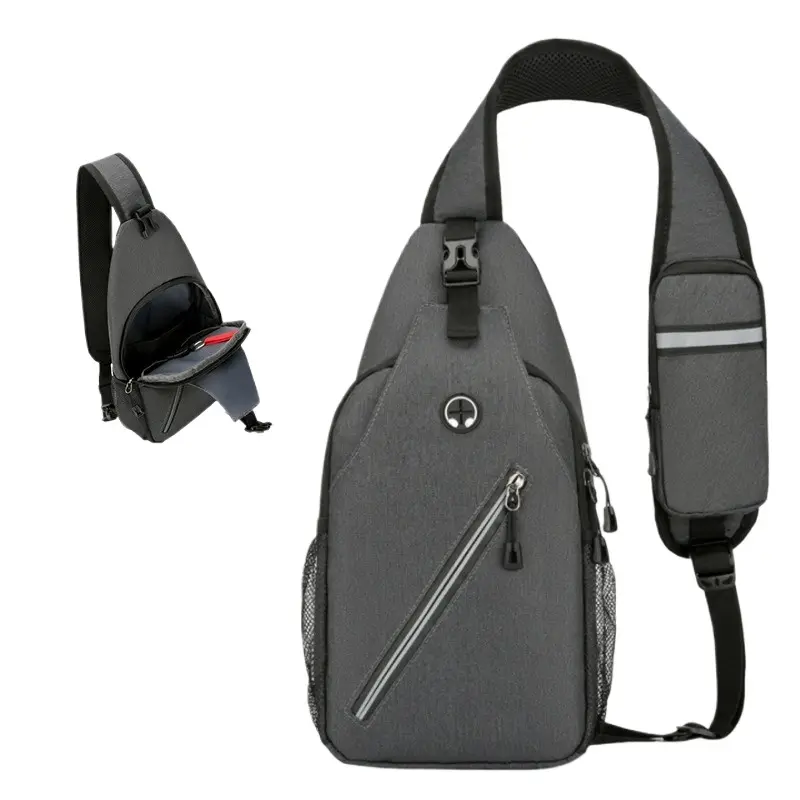 Men's Chic Plain Minimalist Multi-Functional Chest Bag - All-Match Crossbody Sling Pack for Office Commute, Gym Workouts, Adjustable Comfort Strap, Secure Hidden Zipper, Daily Carry Pouch, Polyester