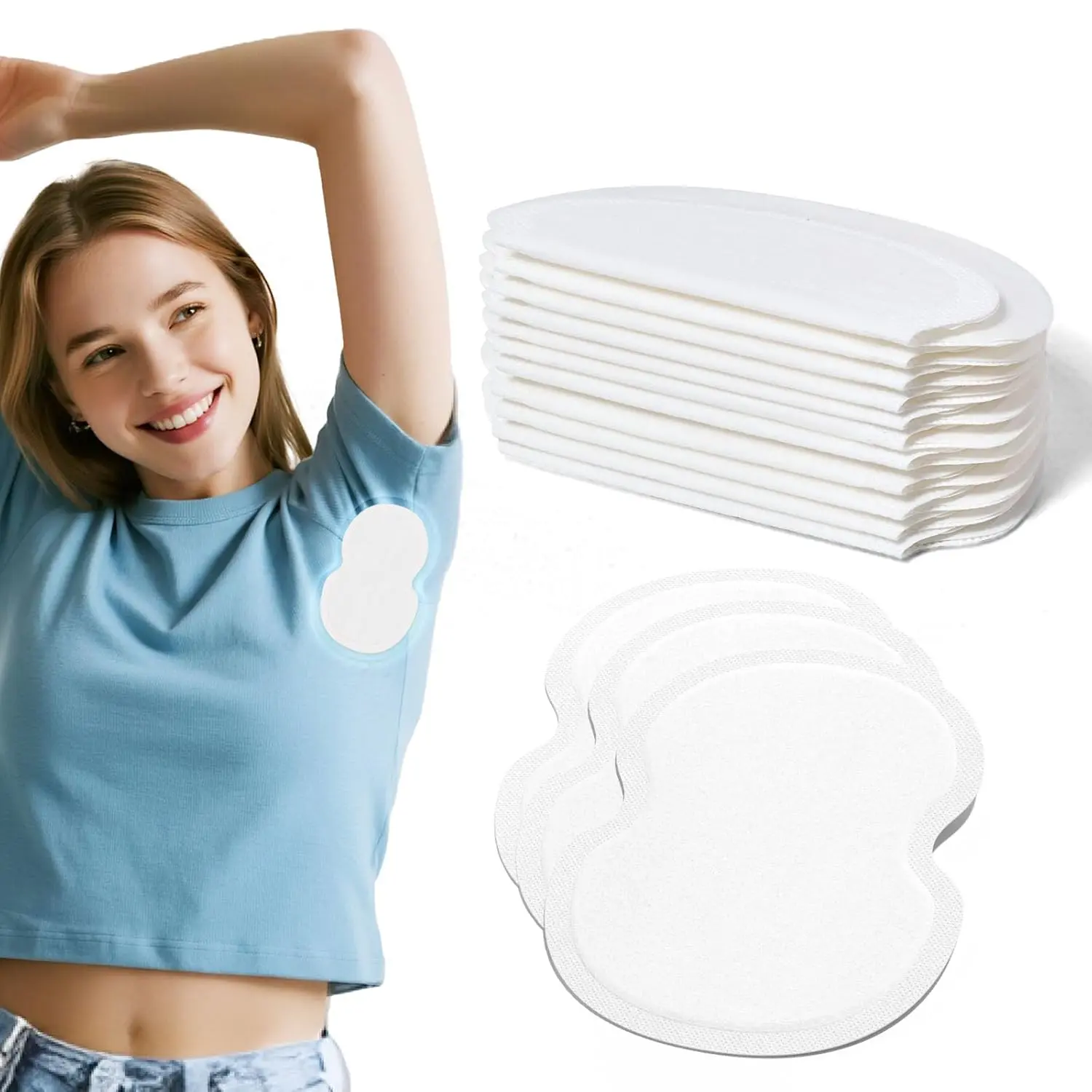 100 Pack Underarm Sweat Pads for Hyperhidrosis Protection, Disposable & Unscented Dress Guards, Invisible All Day Shields for Men & Women, Travel Size for Office & Outdoor Use, Subway, Dating, Female, Fibre, Unisex, 100 Pcs, Anti-Perspiration, Body Care,,