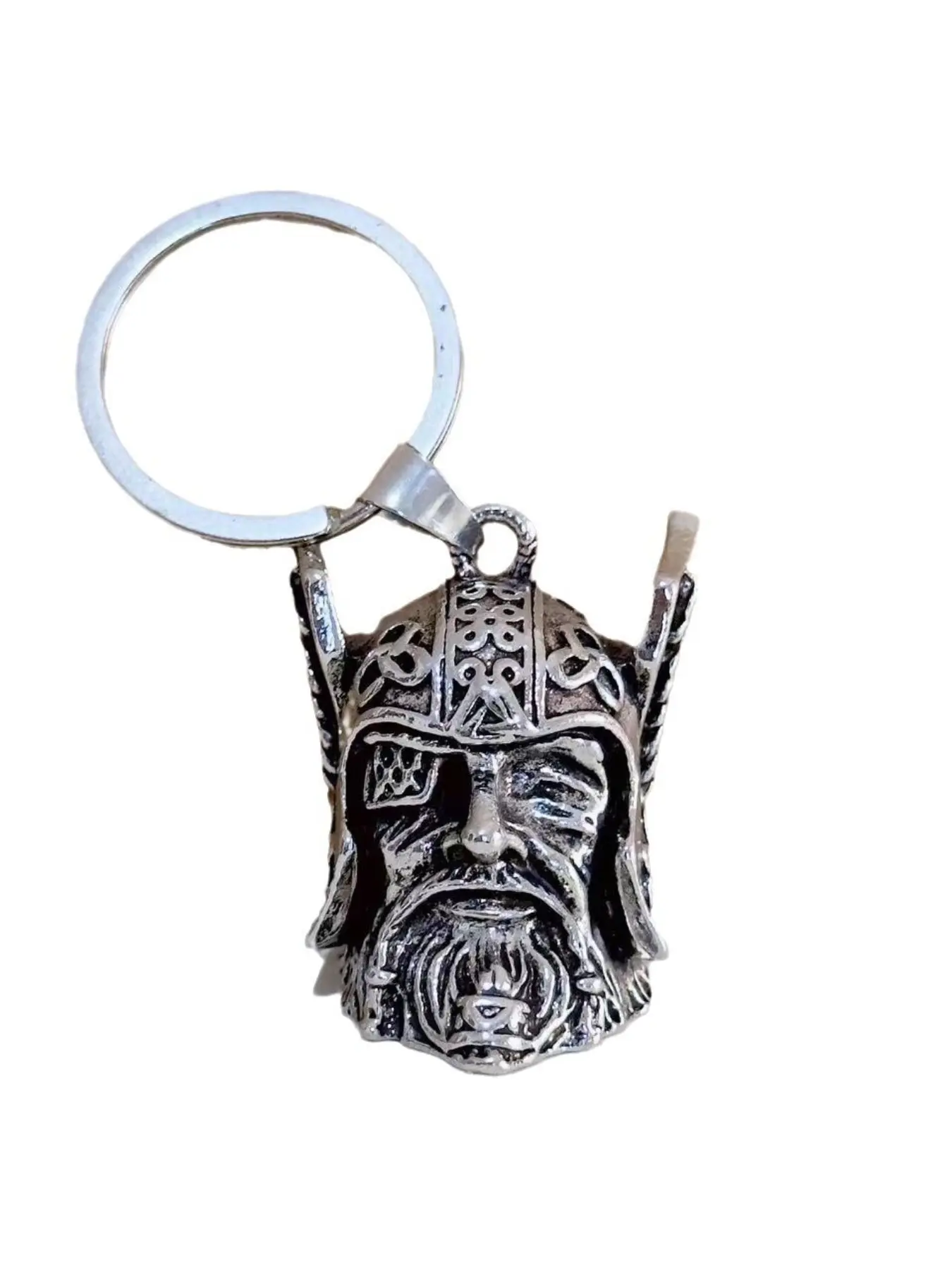 Vintage Viking Warrior Bell Pendant, Motorcycle Bell Amulet, Norse Odin Guardian Necklace, Street Style Keychain, Durable and Fashionable Design