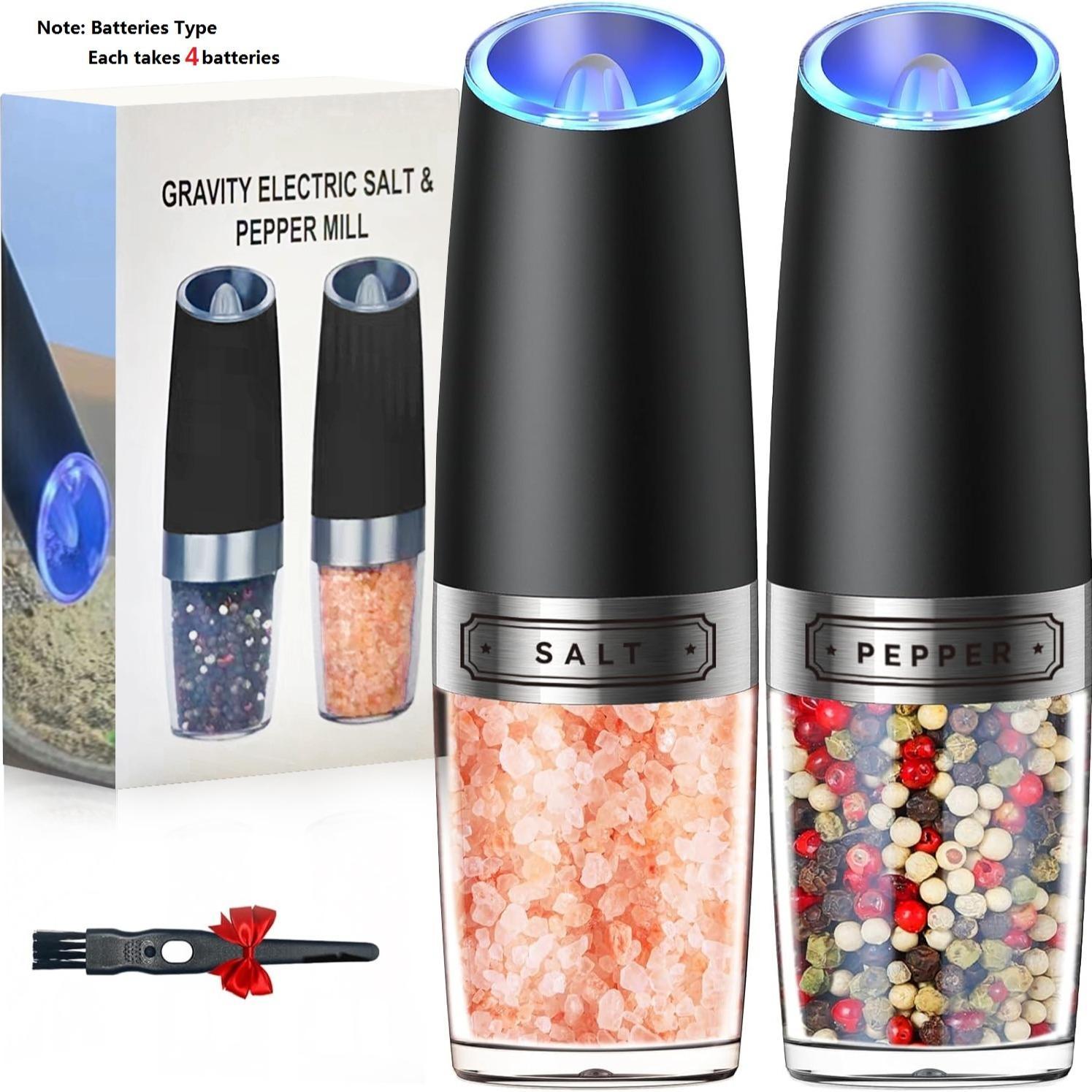 Electric Salt & Pepper Grinder Set, 1/2 Counts Battery Powered Household Seasoning Grinder, Portable Handheld Spice Grinder for Kitchen(without Battery), Gift #TOP PICKS