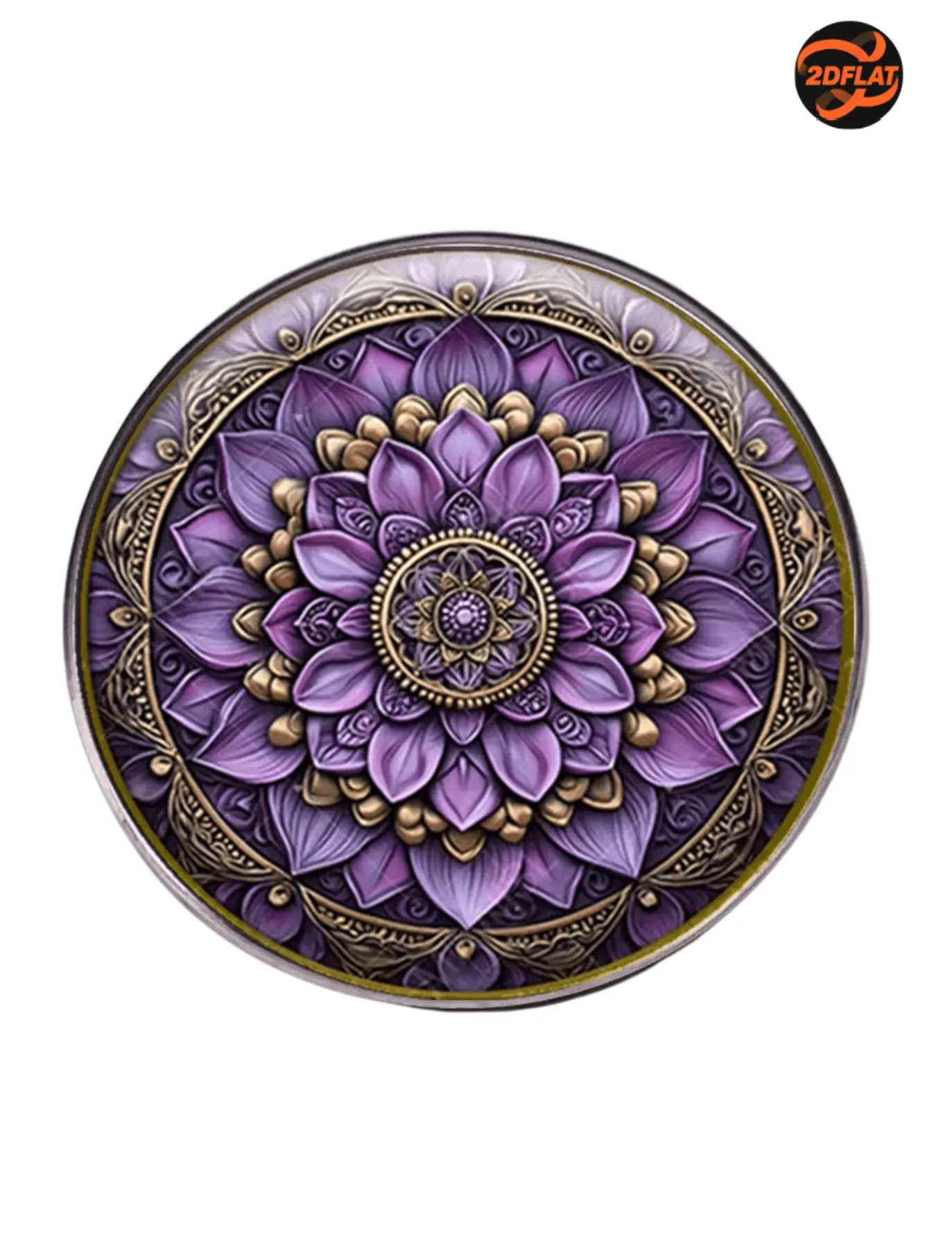 2D flat.Mandala Flower Pin, Boho Style Fashion Accessory, Multi-Use Decorative Badge, Perfect for Bags, Clothes, Hats, Christmas, New Year