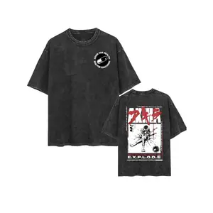 Men' E.X.P.L.O.D.E. Comic Explosion Graphic T-Shirt - Retro Loose Fit Short Sleeve Tee with E.X.P.L.O.D.E. Lettering, Dark Grey Casual Shirt for Year-Round Wear (Machine Washable)