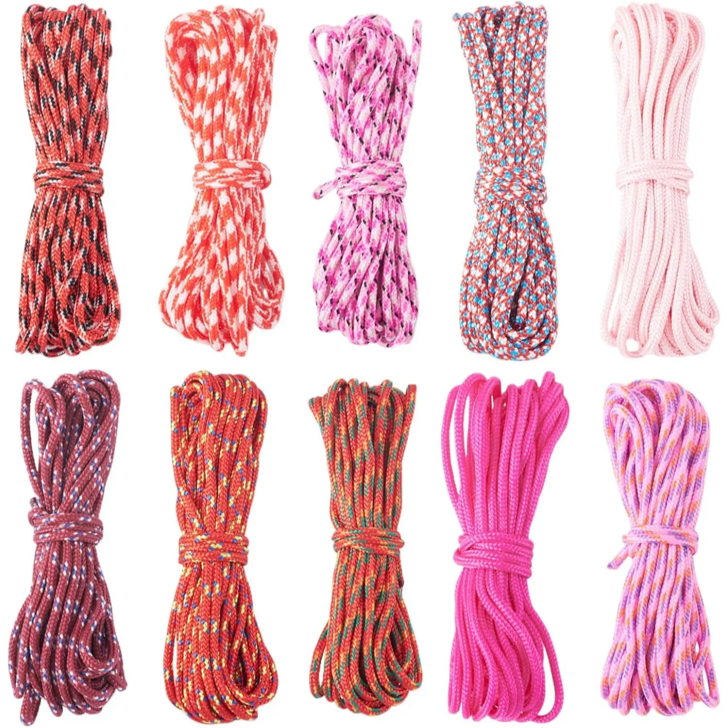 2mm Polyester Paracord Rope, 131 FT Pastel Red Thin Spandex Cord for DIY Crafting, Lanyard Making, Jewelry Beading Projects