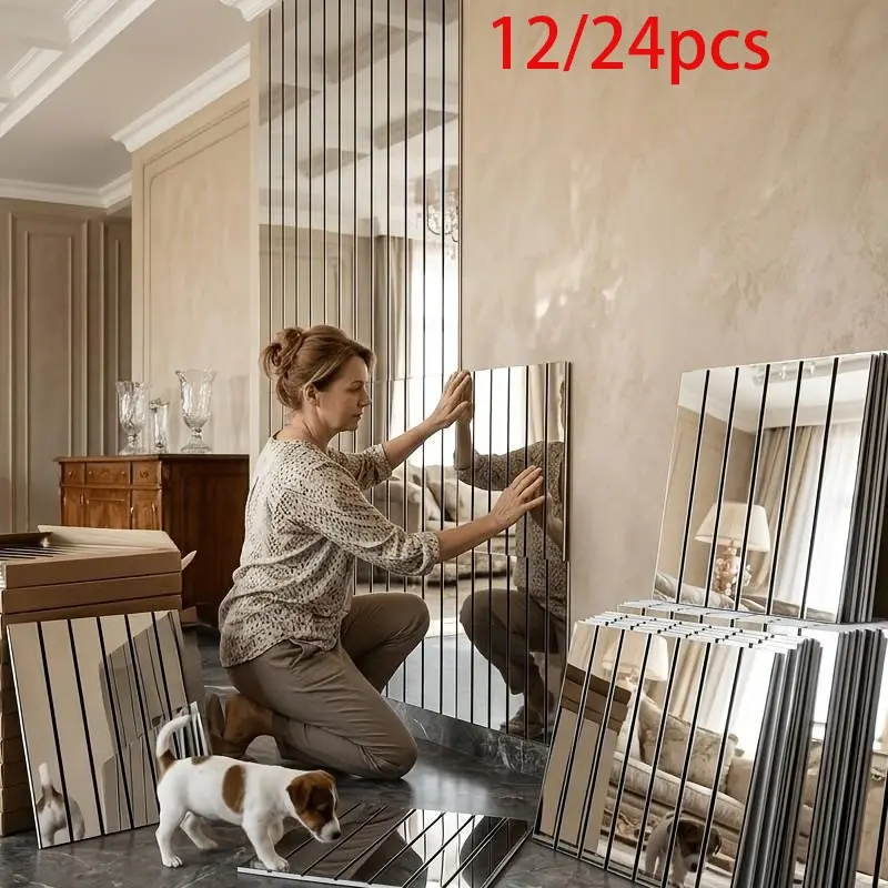 12-24 Pieces 3D Silver/gold Self-Adhesive Peel and Stick Wallpaper, Reflective Thick Layer, Waterproof, Soundproof, Home Decor for Living Room, Bedroom, TV Wall