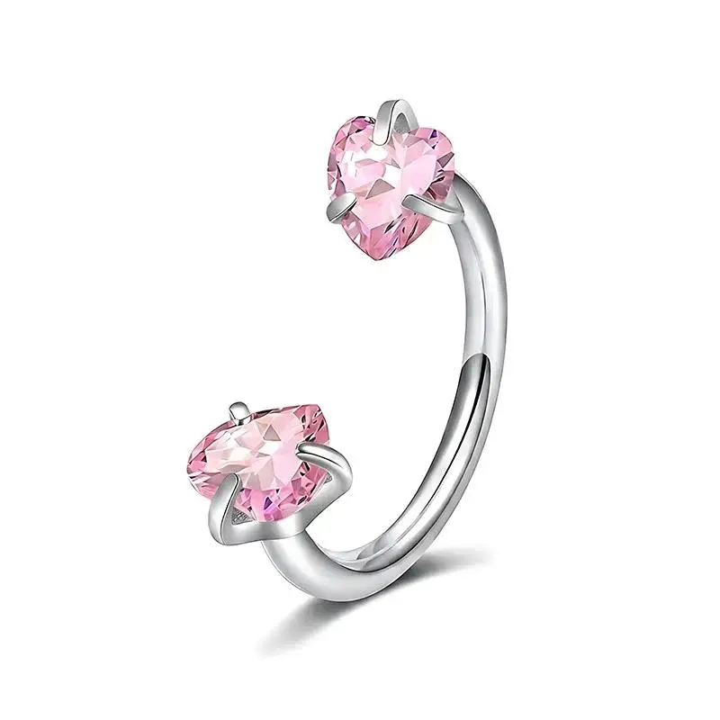 2Pcs Stainless Steel Horseshoe Piercing Rings, C Shape Internally Threaded Zircon Nose Lip Ear Jewelry, Unisex Body Piercing Accessories