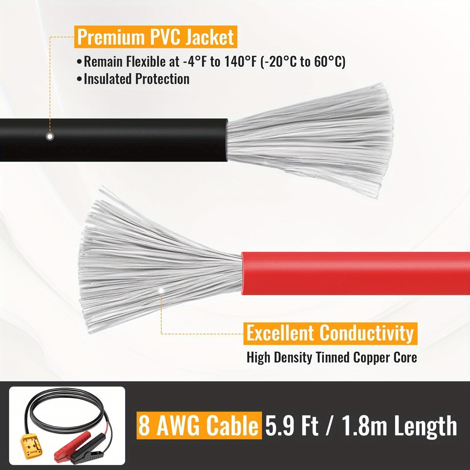 Car Starter Jumper Cables with Adapter for 18V/20V DCB Battery - 8AWG, 5.9ft Jump Starter Booster Pack (Battery Not Included)