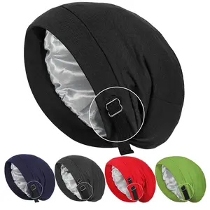 Double Layer Adjustable Sleep Beanie Hat, Unisex Soft Stretch Turban Head Wrap, Breathable Chemo Hair Loss Cap for Men Women, Comfortable Night Sleep Hat for Hair Care, Daily Wear & Medical Use