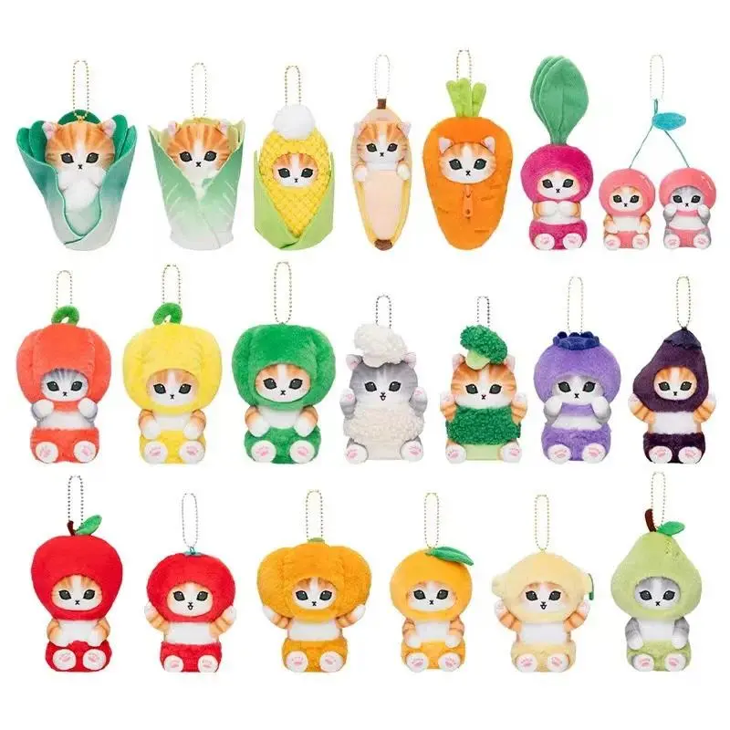 Kawaii Mofusand Shark Cat Fruit and Vegetable Series Plush Toys Backpack Keychain Cartoon Soft Stuffed Doll Girls Birthday Gift