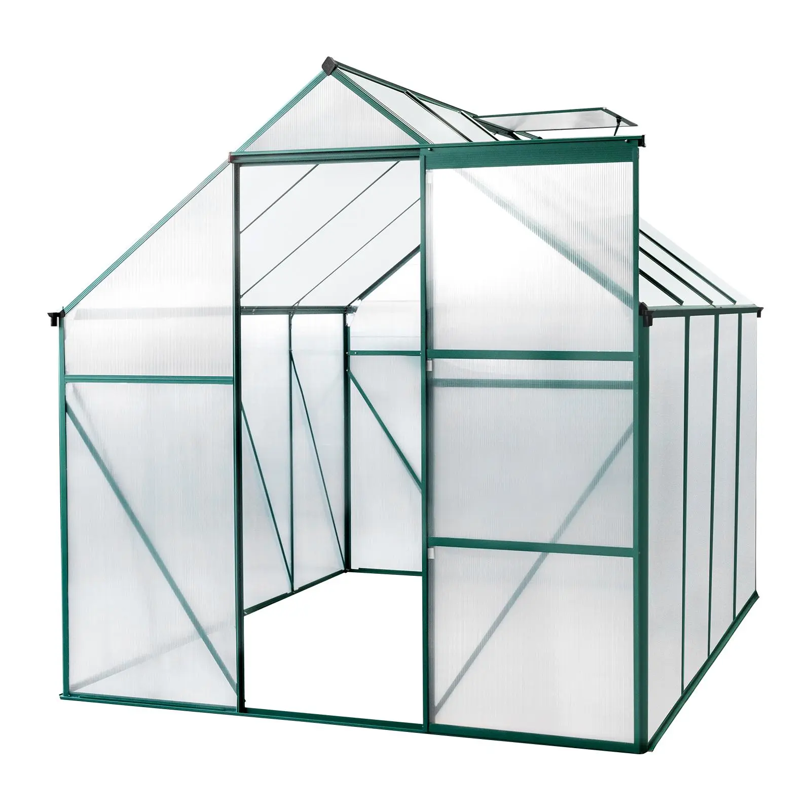 Karlhome 6'x8' Polycarbonate Greenhouse - Optimal Plant Growth & Protection - Green Color Frame