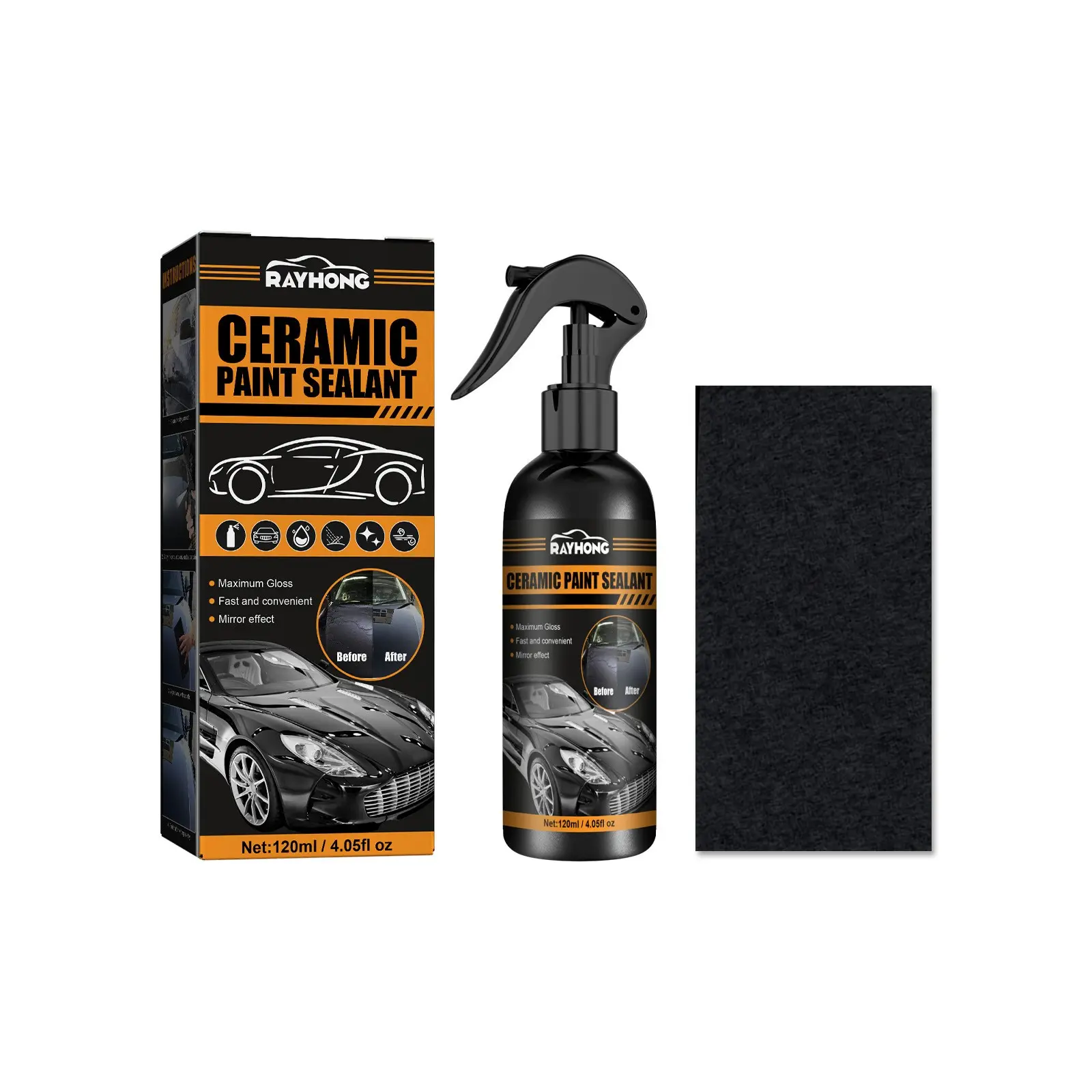 Rayhong Ceramic Sealant for Car Interior, Cleaning, Stain Removal, Brightening, Dust Proof, Glossy Care, Protective Sealant