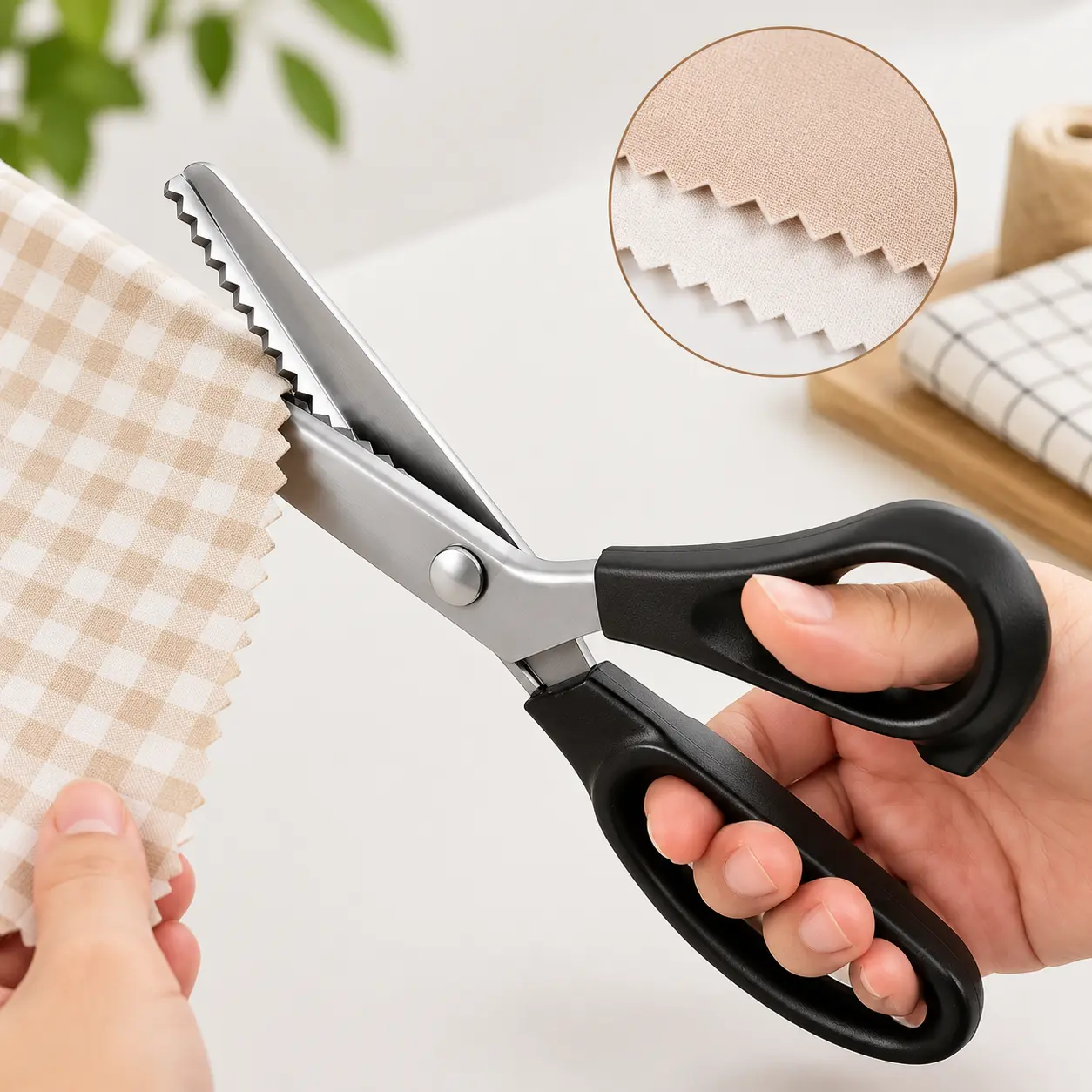 Hand‑Held Stainless Steel Saw‑Edge Shears, Fabric Scissors for Sewing Lace & DIY Crafts