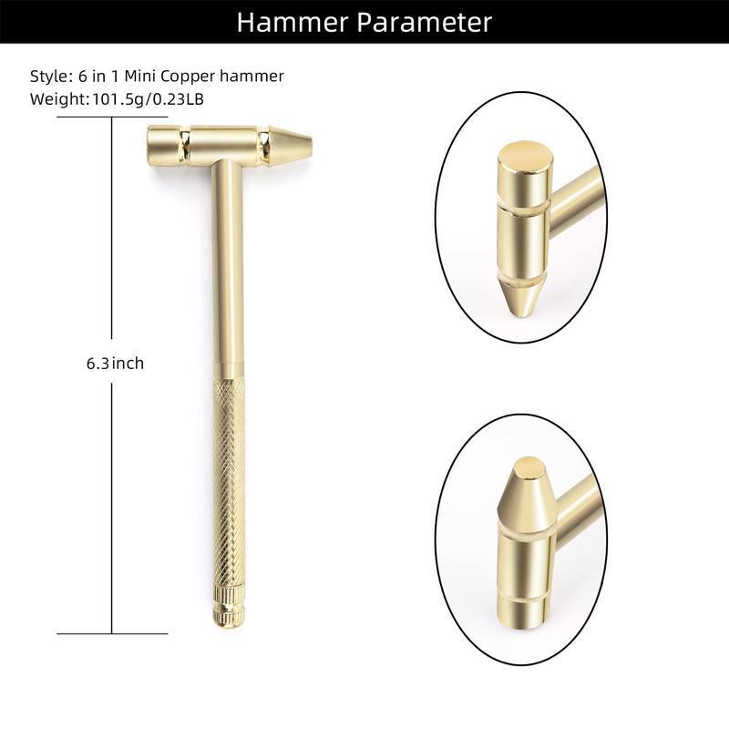 [Holiday Haul] 6 In 1 Mini Multifunction Anti-corrosion And Anti-rust Copper Hammer & Hand Tools For Repair Uav Mobile Phones Laptops Watches(yellow)