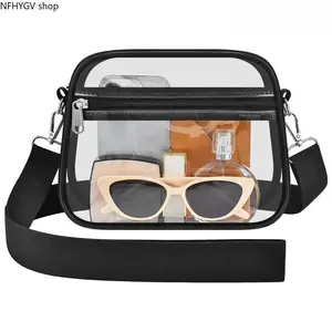 Stadium Approved Clear PVC Messenger Crossbody Bag Made Of Lightweight Durable Material, Equipped With Adjustable Shoulder Strap, Multi-Scene Transparent Storage Bag For Concerts, Sports Events, Daily Travel And Office Work Carry