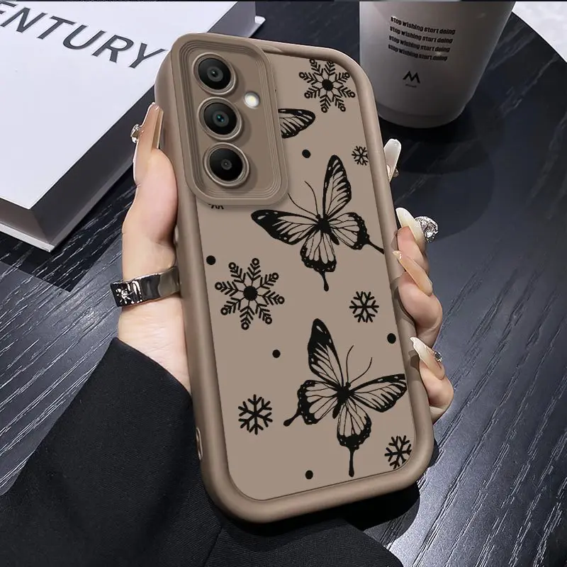 Butterflies Print Silicone Soft Casing, Shockproof Cellphone Cover with Burgundy Red/Black/Wine Red Frame, Multi-Model Accessories for Women Fits Samsung S26-S25-S24-S23-S22-S21 Ultra Plus, A13-A14-A15-A16-A17-A33-A34-A35-A36-A52-A53-A54, Note20 Ultra