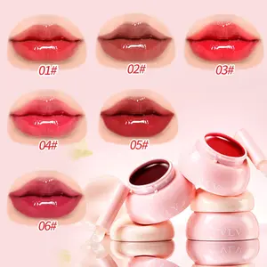 2pcs Colored Moisturizing Lip Balm with Silicone Brush, Hydrating Long-Lasting Natural Reddish, Smooth Non-Sticky, 6 Colors Available