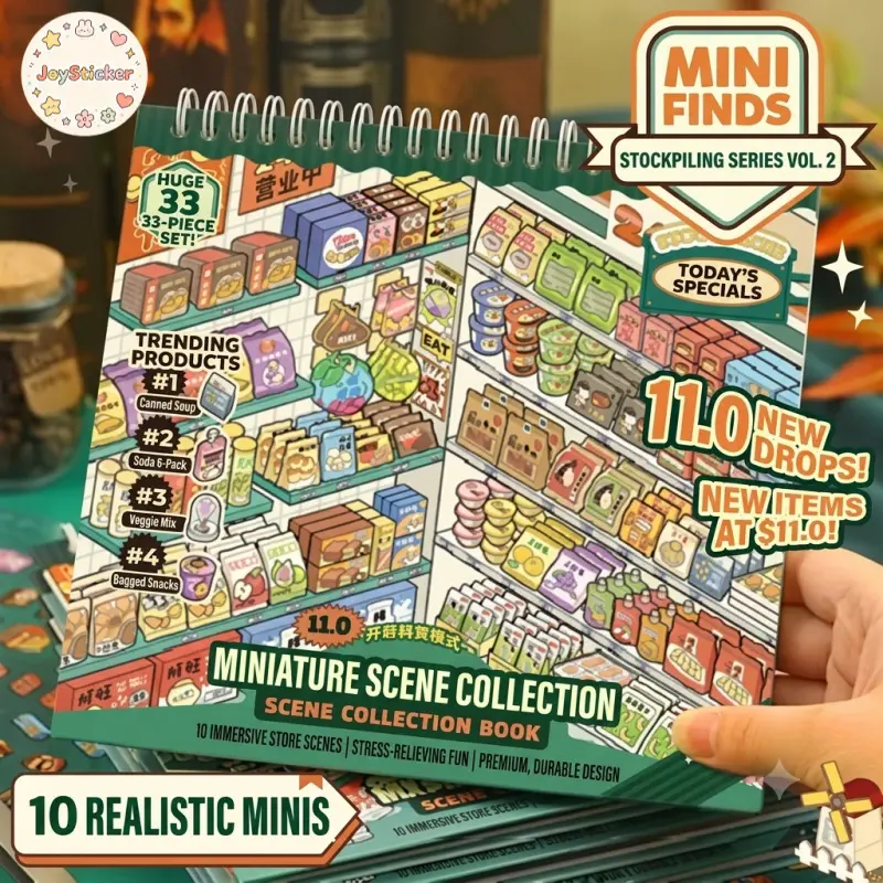 3D Supermarket Scene Sticker Book |   Immersive Layered DIY Kit for Aesthetic Journaling & Stress Relief