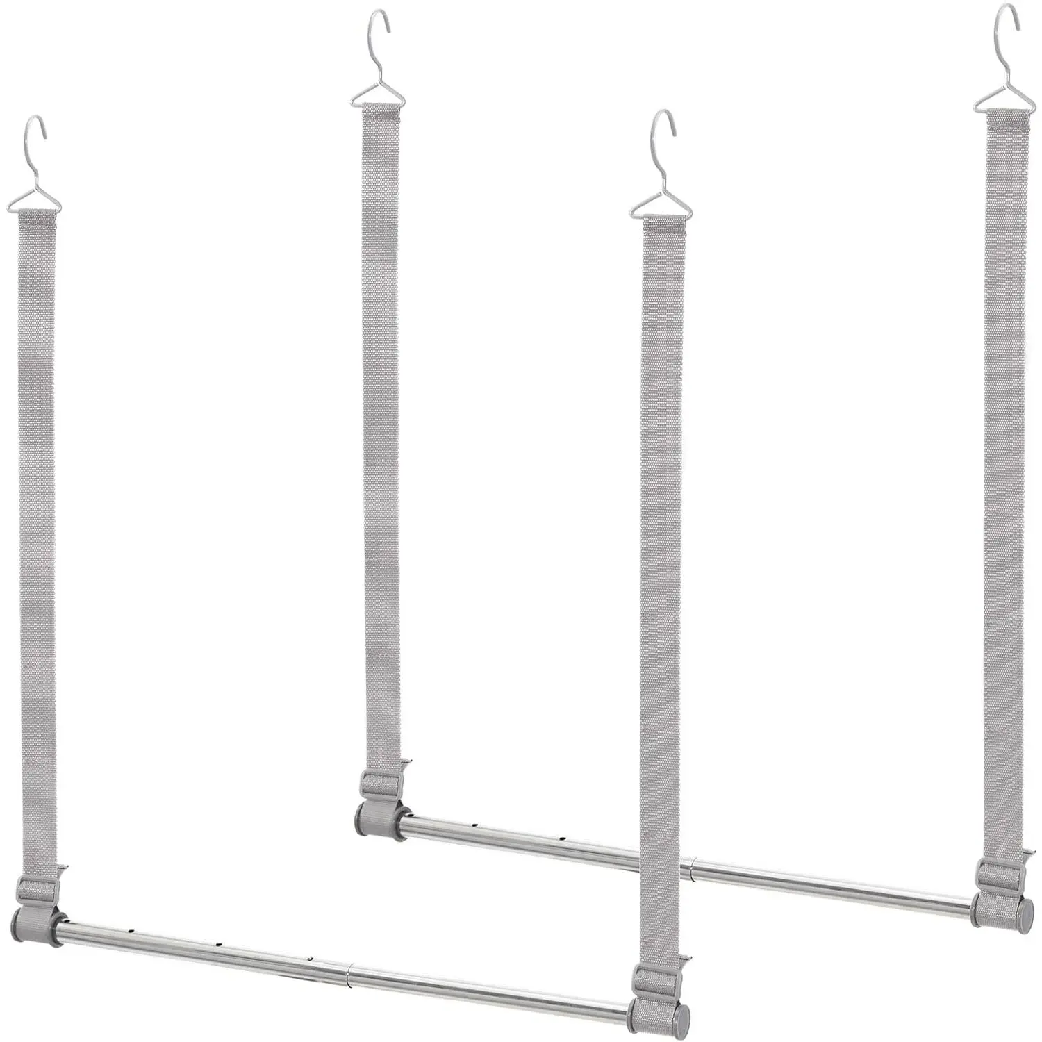 Closet Rod, Adjustable Width and Height Closet  Organizer, Space-Saving Clothes  Bar, Closet Extender  Rod Double Closet  Rod, 2 Pack Webbing