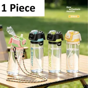 Summer New Spray Cup, High Aesthetic Straw Cup, Hydration Cooling Large Capacity, Portable Shoulder Strap Water Bottle, Plastic Cup