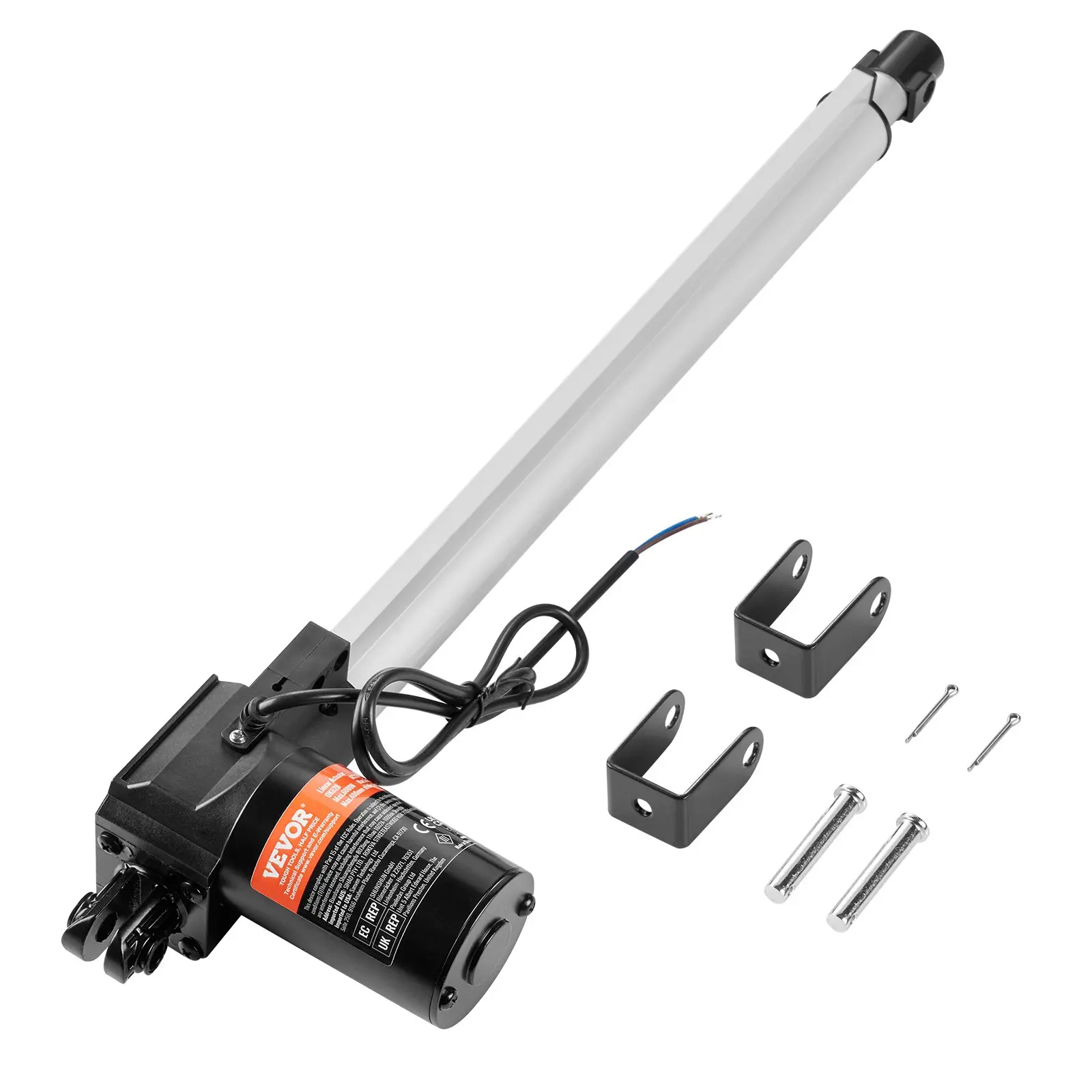 VEVOR Linear Actuator 12V, 16 Inch Heavy Duty 1320lbs/6000N Linear Actuator, 0.19"/s Linear Motion Actuator with Mounting Bracket & IP44 Protection for Electric Door Industrial Machinery Vessels Carg