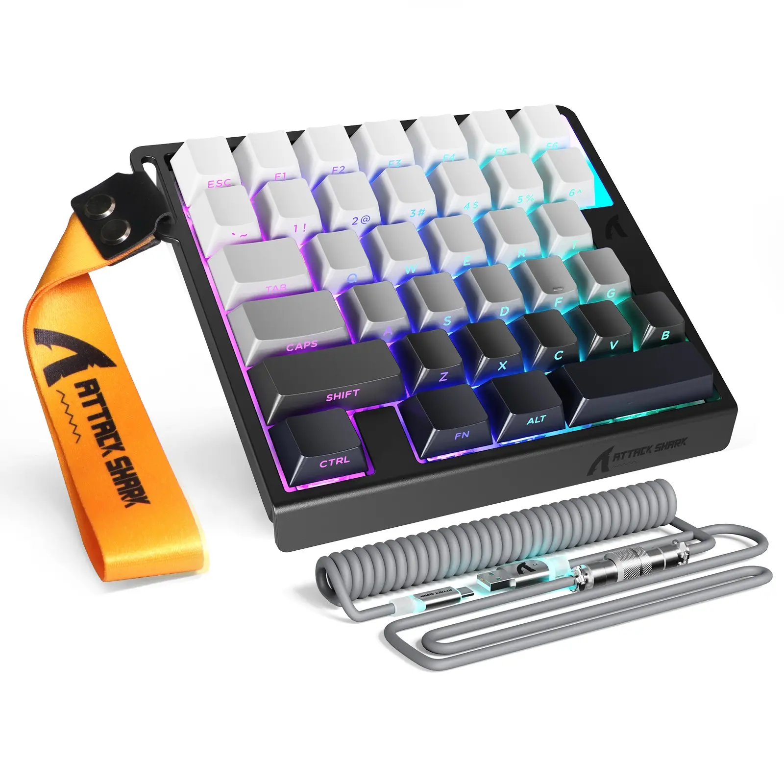 ATTACK SHARK M36 HE One-Handed Hall Effect Gaming Keyboard, 8K Polling, 0.125ms Response, Adjustable Actuation, Hot-Swappable, PBT Keycaps, RGB Backlight, Backlit Keyboard, Web Driver for PC Gamer