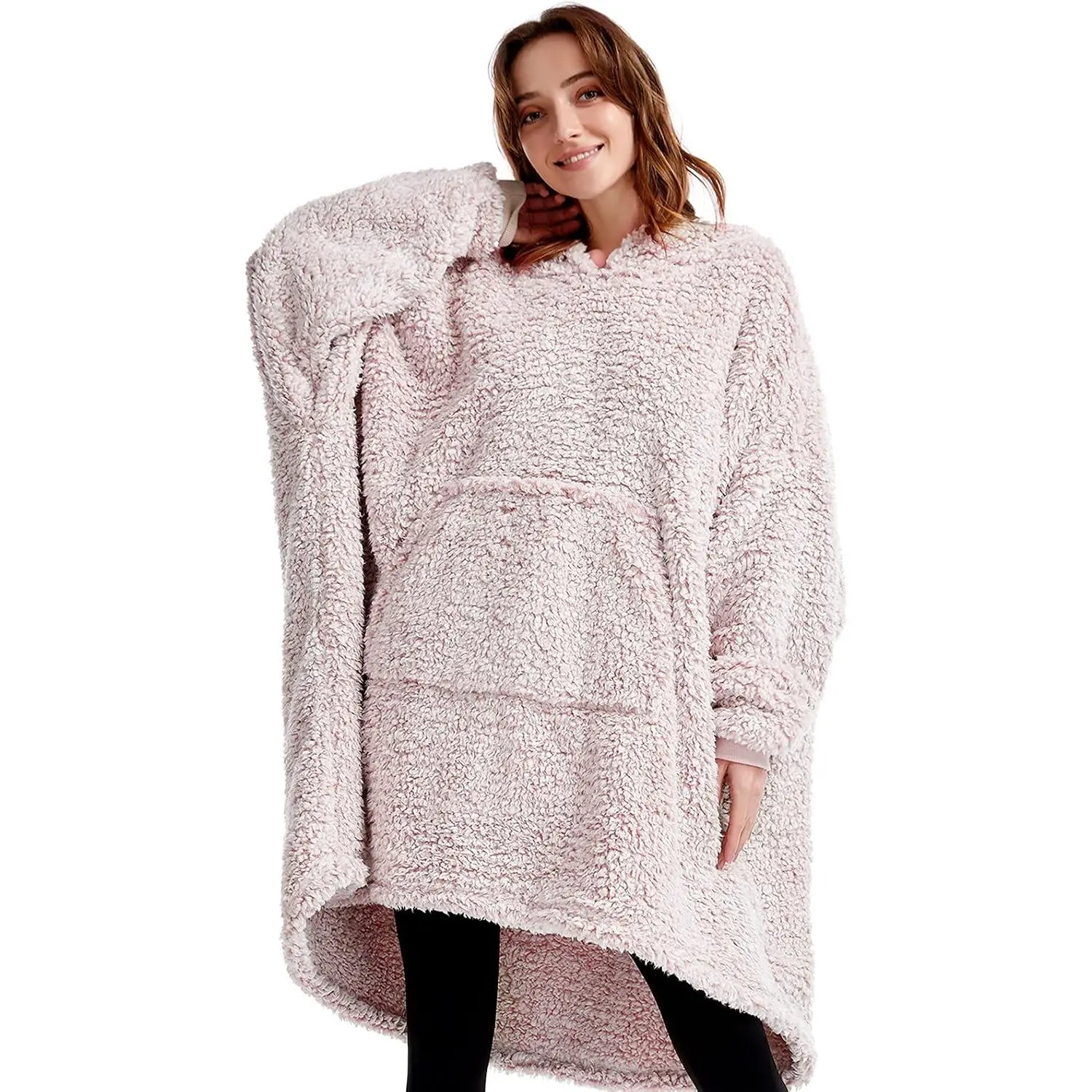 Cozy Sherpa Wearable Snuggle Blanket Hoodie for Adults Women Men   Idea, Blanket Sweatshirt,Super Warm Light Weight,
