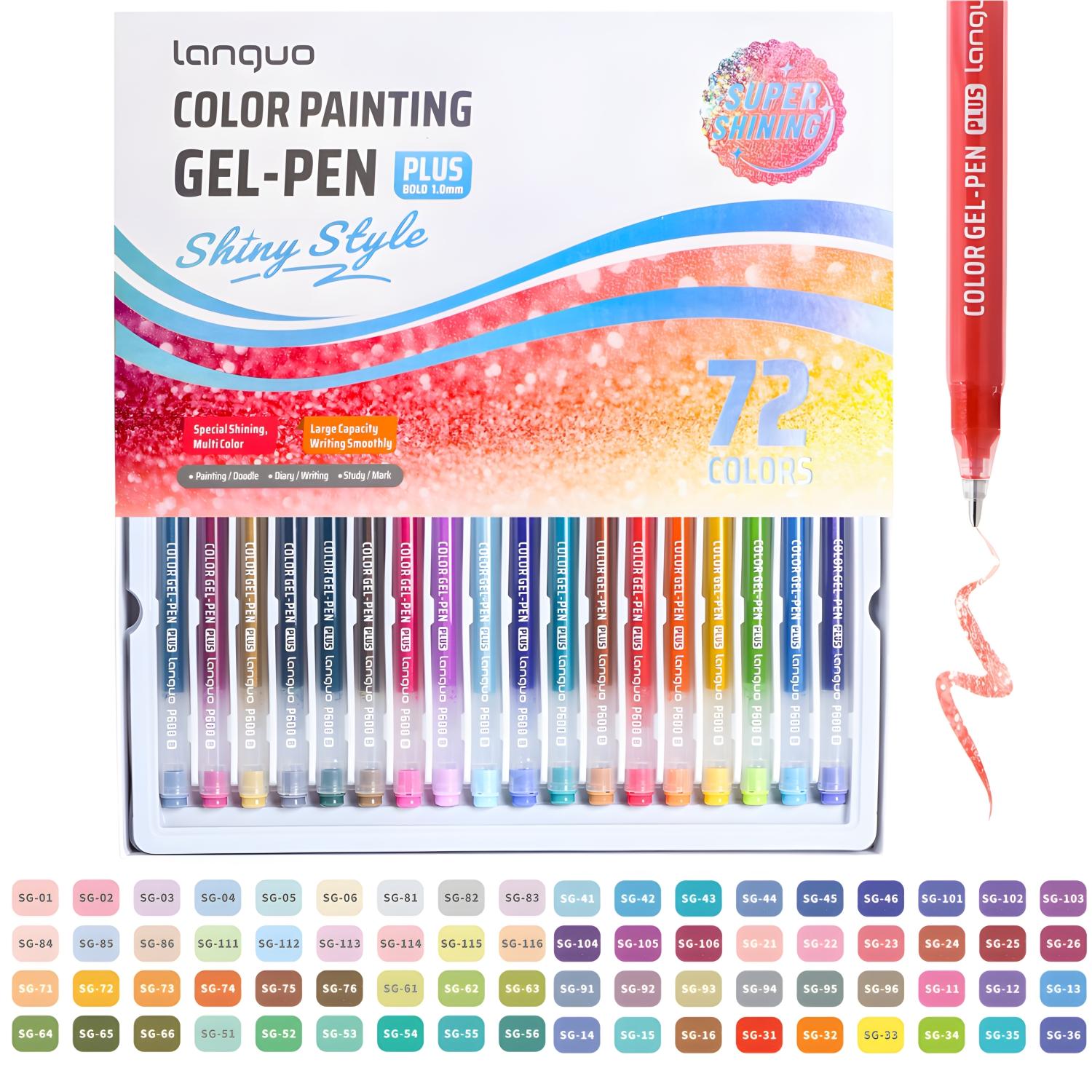 16/24/36/54/72 Color Glitter Gel Pen , Super Flash effec Gel Pens for Coloring Books Drawing Doodling, 1.0mm Colored Gel Pens DIY Birthday Cards