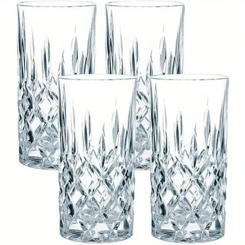 6 Inch 13 Oz Premium Crystal Clear Highball Glass Cups, Lead-Free, Scratch-Resistant, Dishwasher-Safe, Ideal for Cocktails & More