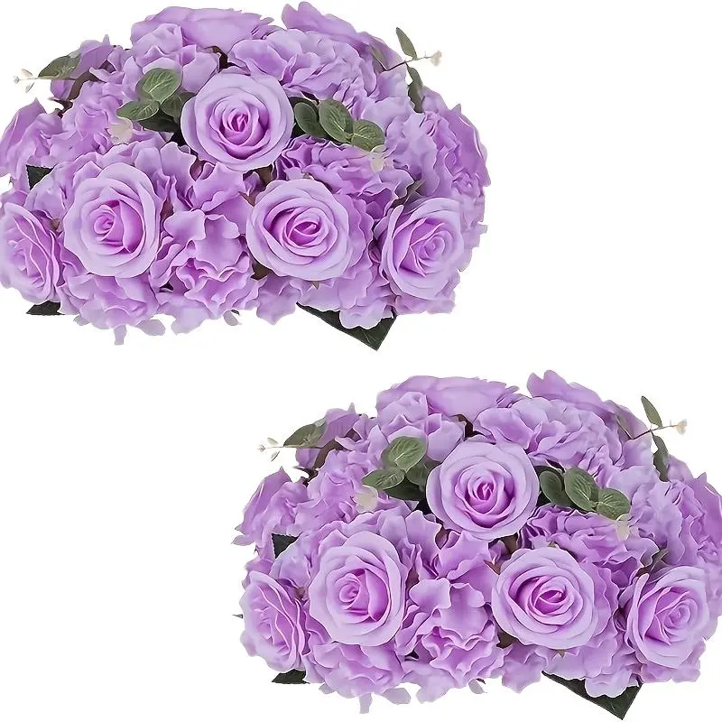 Romantic atmosphere 36cm simulated hydrangea rose ball wedding table arrangement flower proposal window exhibition hall decoration road guide flower bouquet purple