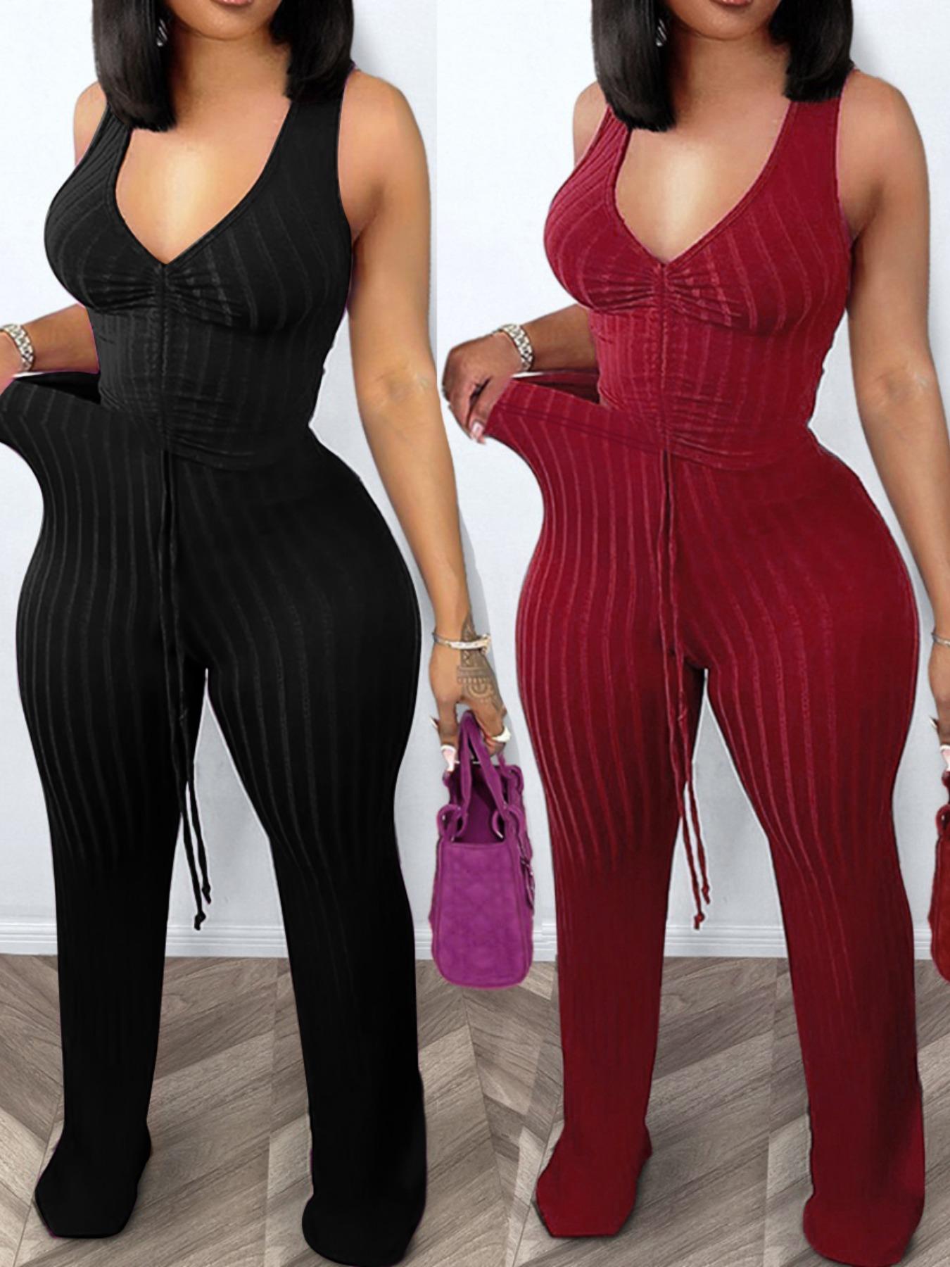 Women's Solid Ribbed Crop Tank Top & Pants Two-piece Set, Casual Fashion Cozy Two Piece Outfits for Daily Outdoor Wear, Ladies Clothes for Summer