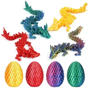 4 Pack 3D Printed Dragon Eggs, Surprise Eggs with Articulated Mini Dragons Inside, Dragon Fidget Toys, Birthday Gifts, Party Favors, Classroom Prizes, Treasure Box Toys for Kidsfidget toys