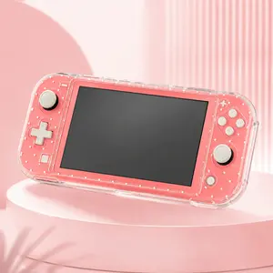 Pink Clear Protective Case for Nintendo Switch Lite, Cute Polka Dot Hard Shell Cover, Shockproof Slim Console Case for Girls