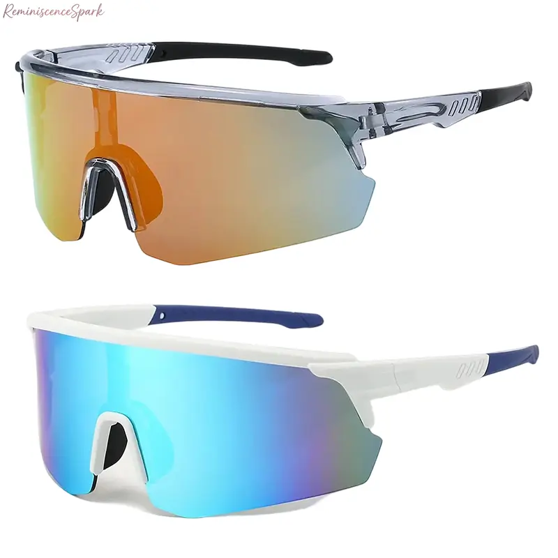 Men's 2-Pack Viral Oversized Wraparound Biker Sunglasses, Trending Street Sports Shades with UV400 Anti-Glare Lenses, Lightweight Outdoor Sports Eyewear with Secure Grip for Motor Riding, Hiking