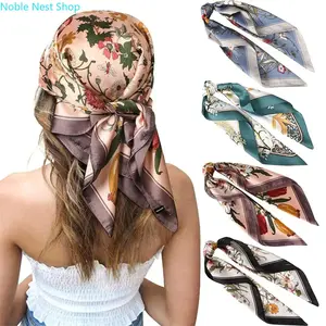 4-Pack 27.5" Square Silk-Like Scarf Set, Multipurpose Head Bandana Kerchief, Soft Hair Neck Sleeping Wrap Accessories for Women and Girls