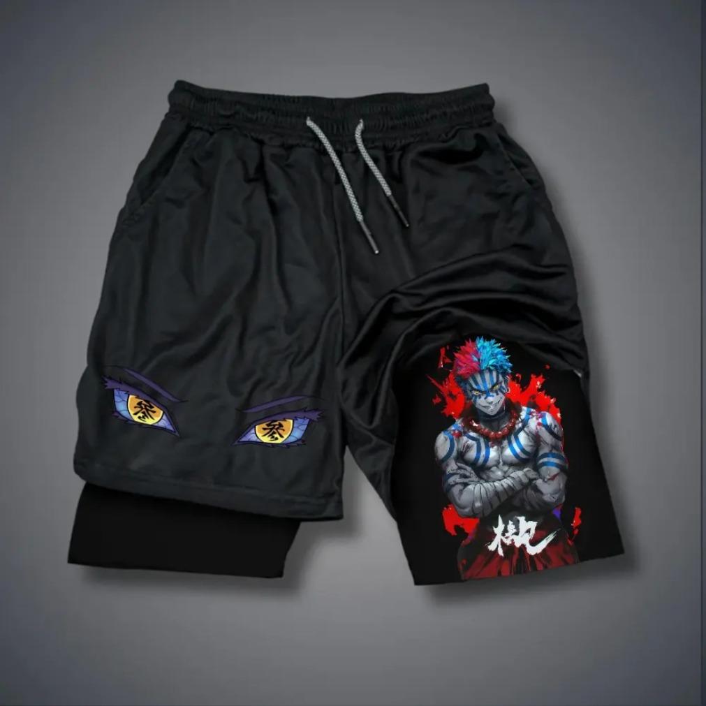 Demon Slayer Akaza Upper Moon Three Anime Double-Layer Sports Shorts Graphic Shorts Black Camo Streetwear Shorts Men Outfits Men Vacation Outfits Shorts | Trendy Anime Fashion, Streetwear Style, Cool Men's Shorts, Summer Outfits, Anime Apparel