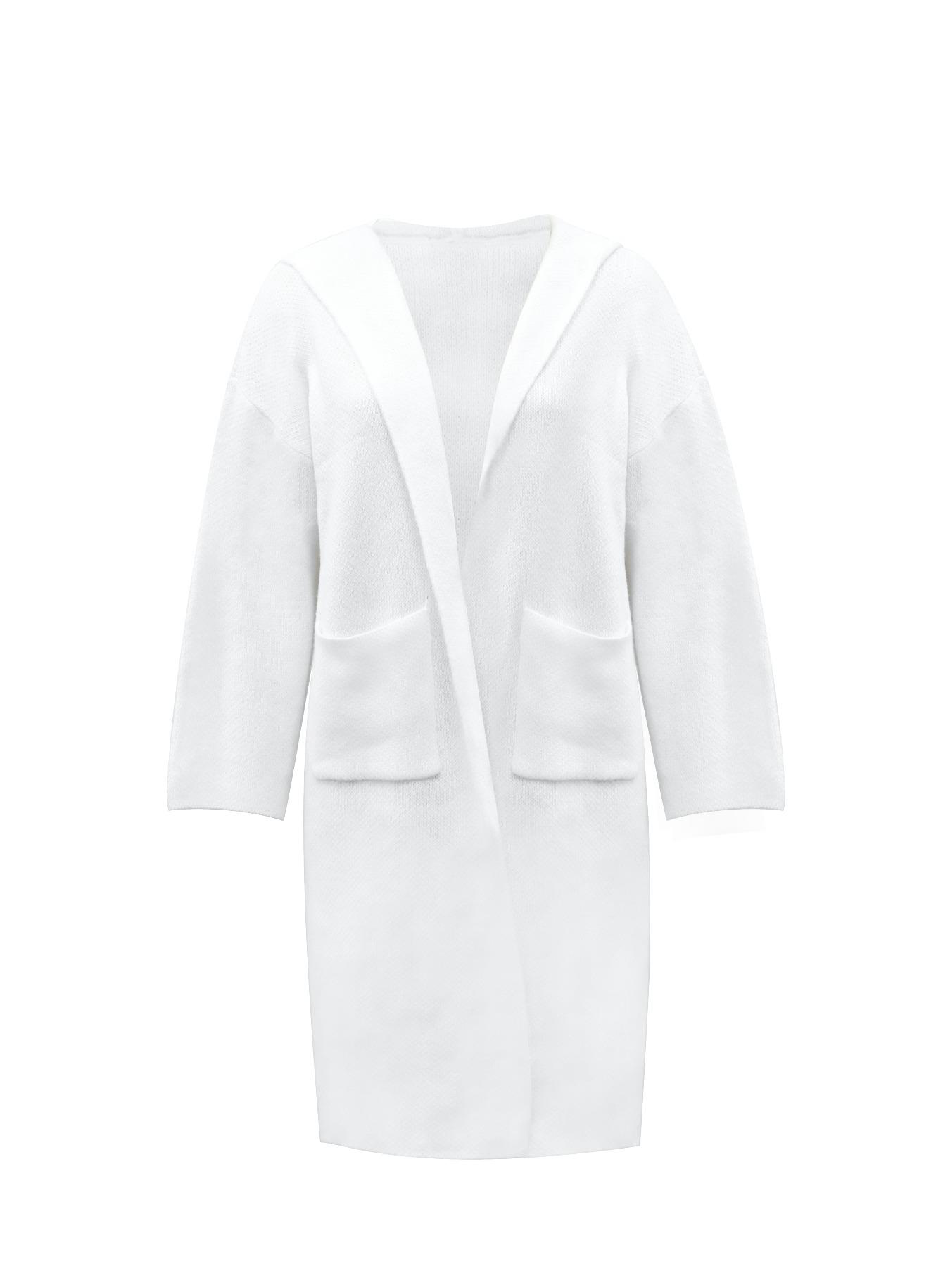 Women's Letter Print Drop Shoulder Hooded Sweater Cardigan, Casual Long Sleeve Pocket Design Knitwear for Fall & Winter, Cardigan for Women,  Long Cardigan Women, Hoodie Cardigan for Women, Fashion Chic Ladies' Knit Clothing for Daily Wear