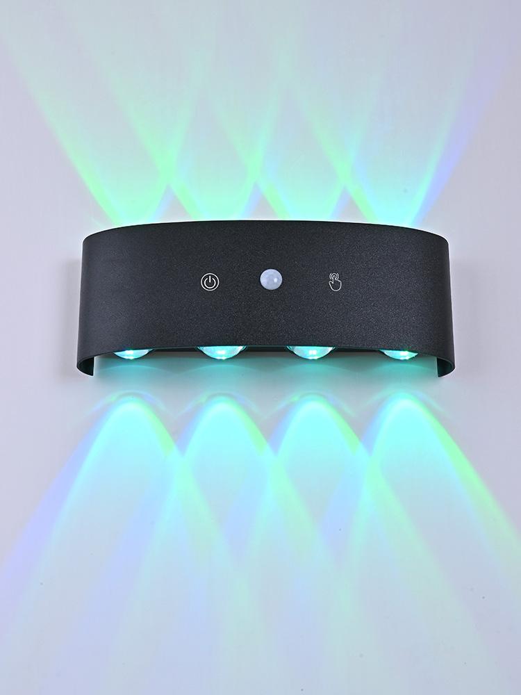 8-head RGB sensor wall light - wiring free rechargeable wall light, hole free charging sensor light, aisle light, bedroom light, battery wall light, door number light