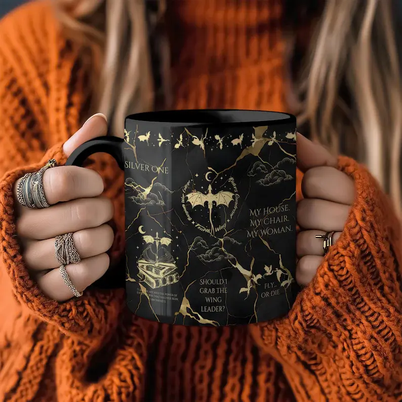 Fourth Wing Bookish Dragon Ceramic Coffee Mug, Viral BookTok Xaden Riorson Romantasy Tea Cup, Sentimental Book Lover Gift For Wife Fourth Wing Fan Birthday Anniversary Christmas Galentine Book Club Present
