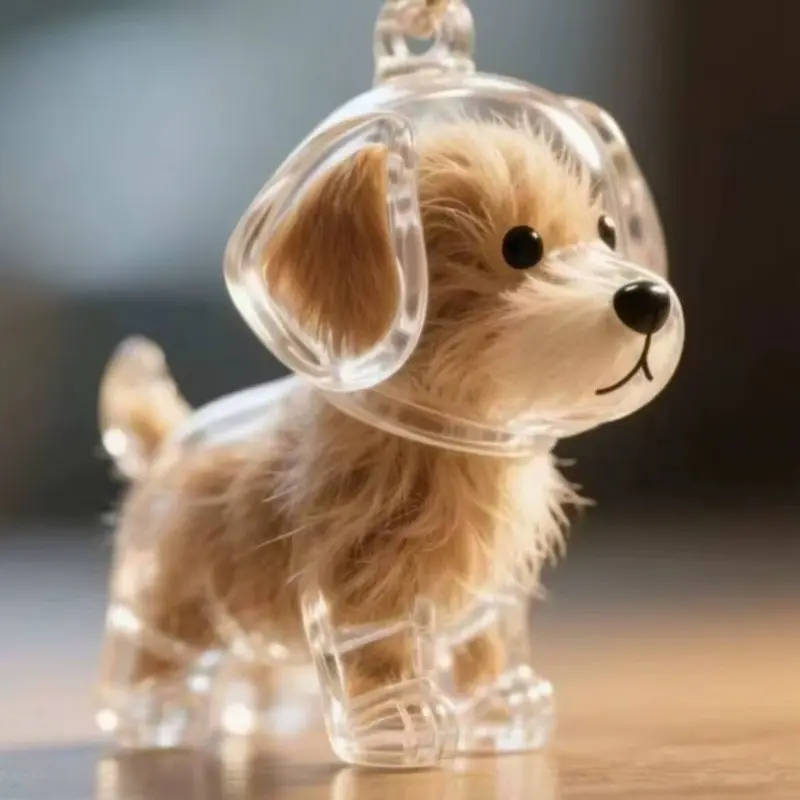 Transparent Puppy Hair Storage Box, Acrylic Pet Memorial Bottle with Keychain, Portable Dog Fur Collector, Heartfelt Cherished Gift for Pet Lovers
