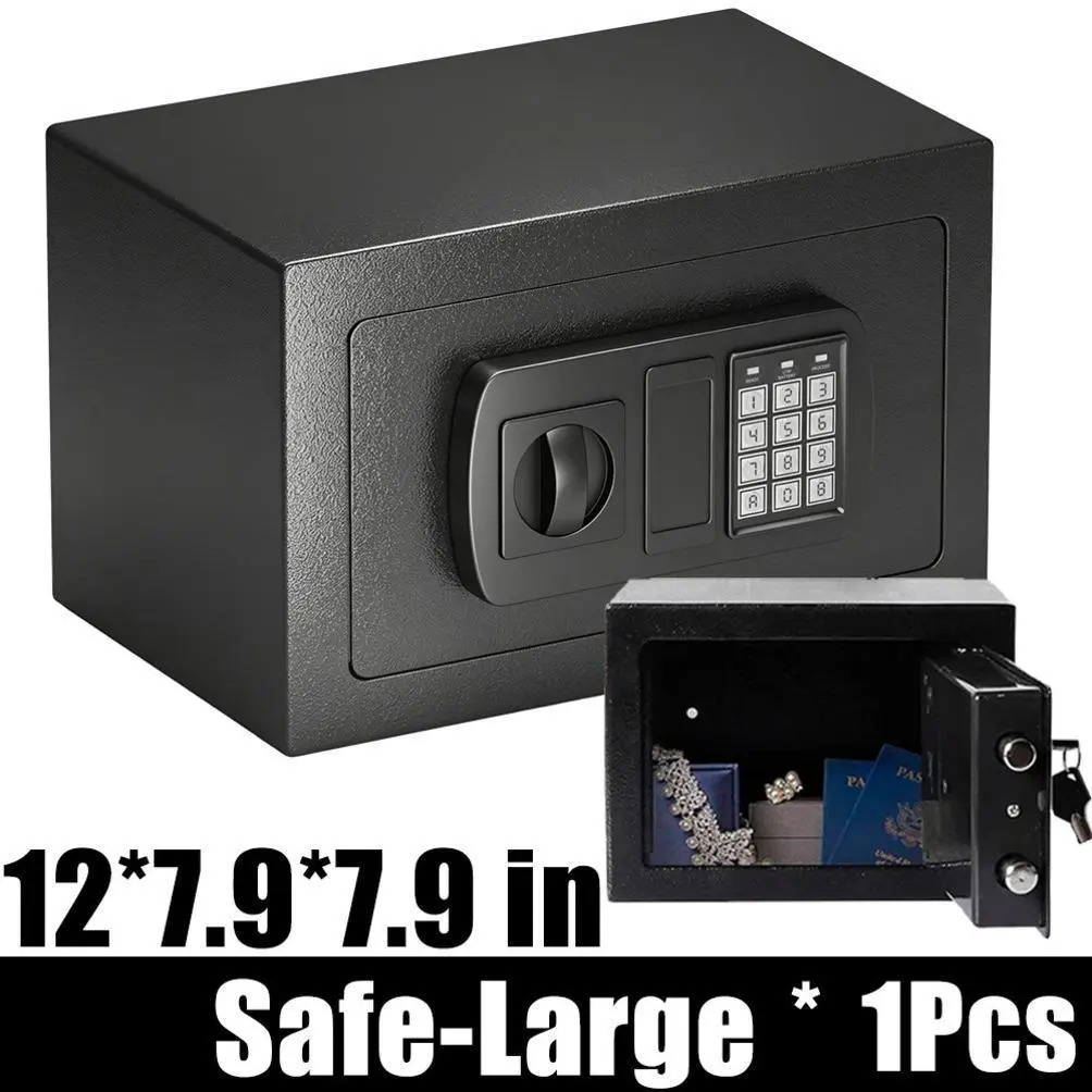 Mini Portable Money Safe Box 0.23/0.44 Cu Ft Digital Security Safe with Keypad Code & Keys Black for Home Office Hotel Jewelry Storage