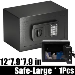 Mini Portable Money Safe Box 0.23/0.44 Cu Ft Digital Security Safe with Keypad Code & Keys Black for Home Office Hotel Jewelry Storage