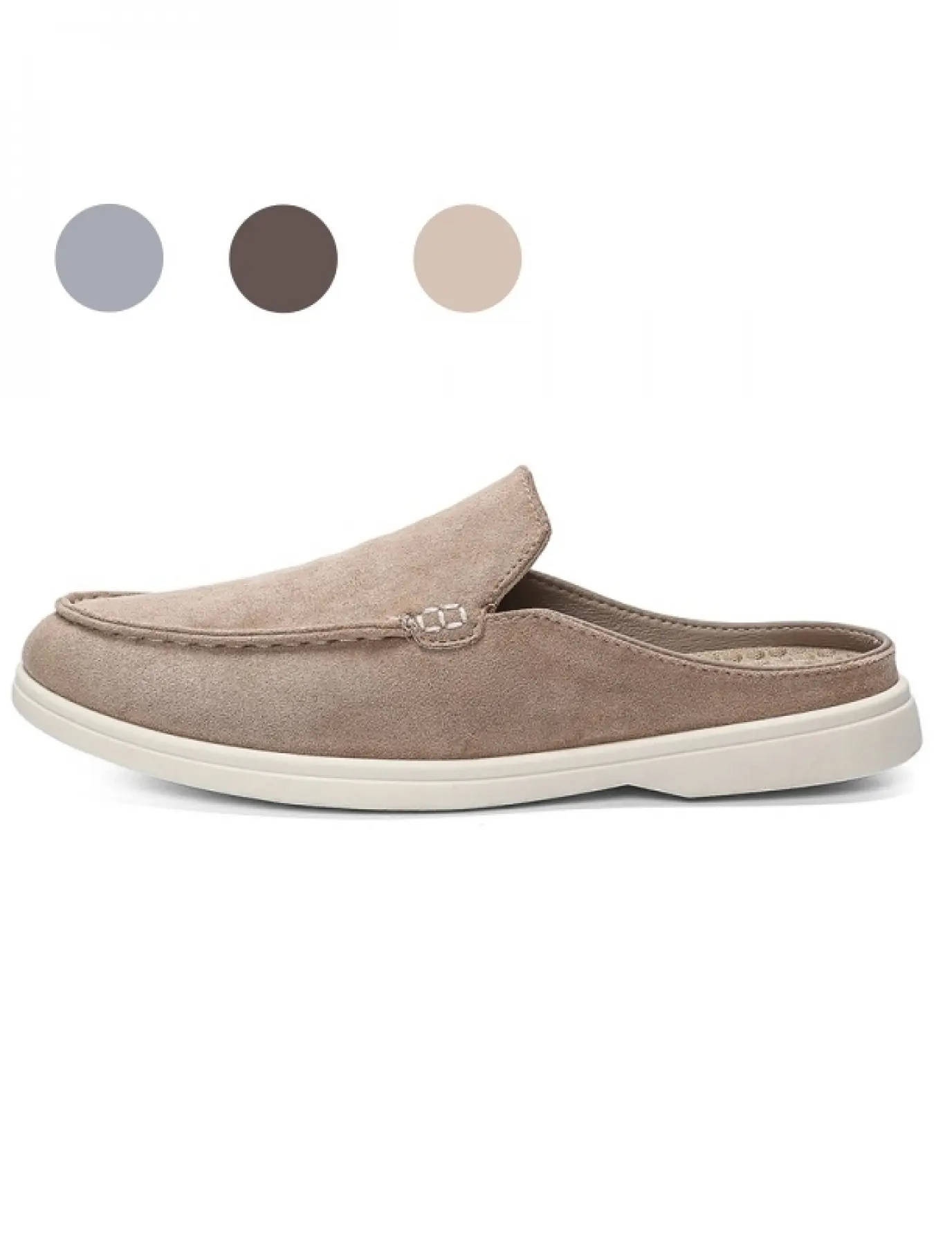 Men's Suede Backless Loafer Slides, Anti-slip Wear-resistant Flat Mule Casual Walking Shoes for Leisure Strolls & Smart Casual Outfits