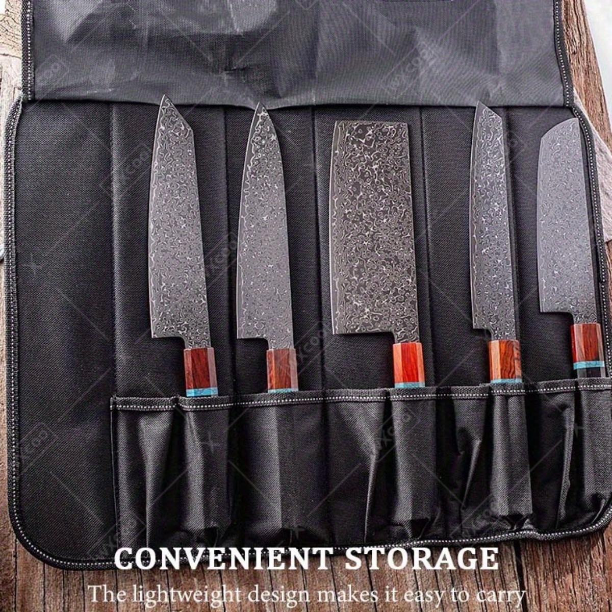 1PC Portable Kitchen Cooking Chef Knife Roll Bag Waterproof Oil-proof Travel Carry Case Storage Case Multi-functional Folding Durable Oxford Cloth Bag