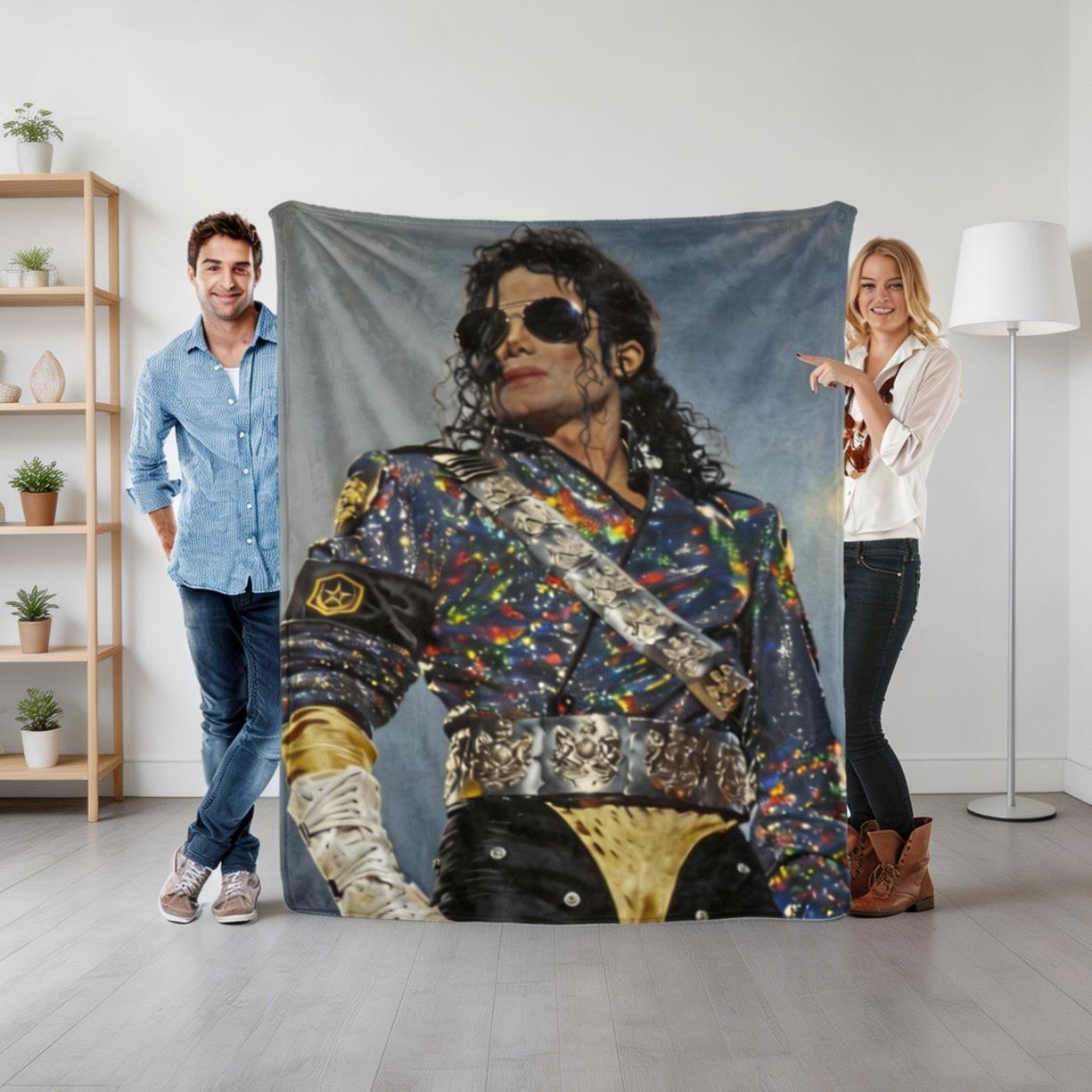 Michael Jackson Performance Flannel Blanket, King of Pop Concert Throw Blanket, Soft Cozy Blanket for Sofa Bed, Music Fan Decor, Perfect Gift