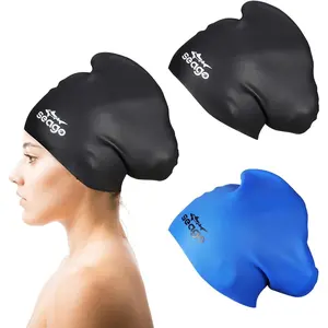 Swim Cap Long Hair 2 Pack Swimming Caps for Women Silicone Swim Caps Keep Hair Dry Waterproof Comfortable Flexible Durable Bathing Cap Tear-Proof Design Large Women Adult Swimming Cap 10+ Years Girls