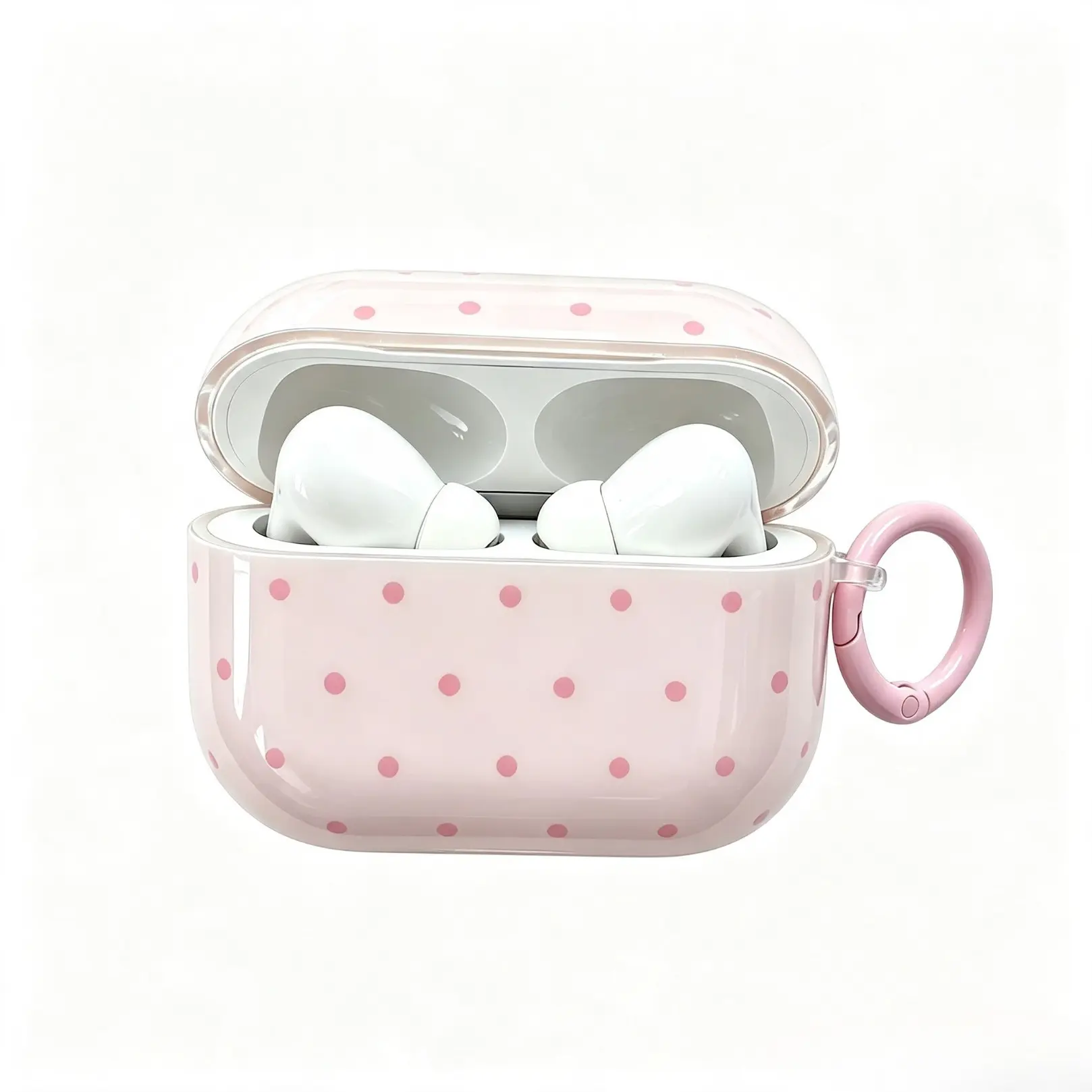 Polka Dot Wireless Earbud Protective Case With Keyring, Slim Flip Design Earphone Cover, Fashion Minimalist Earbud Accessories For Daily Outdoor Use