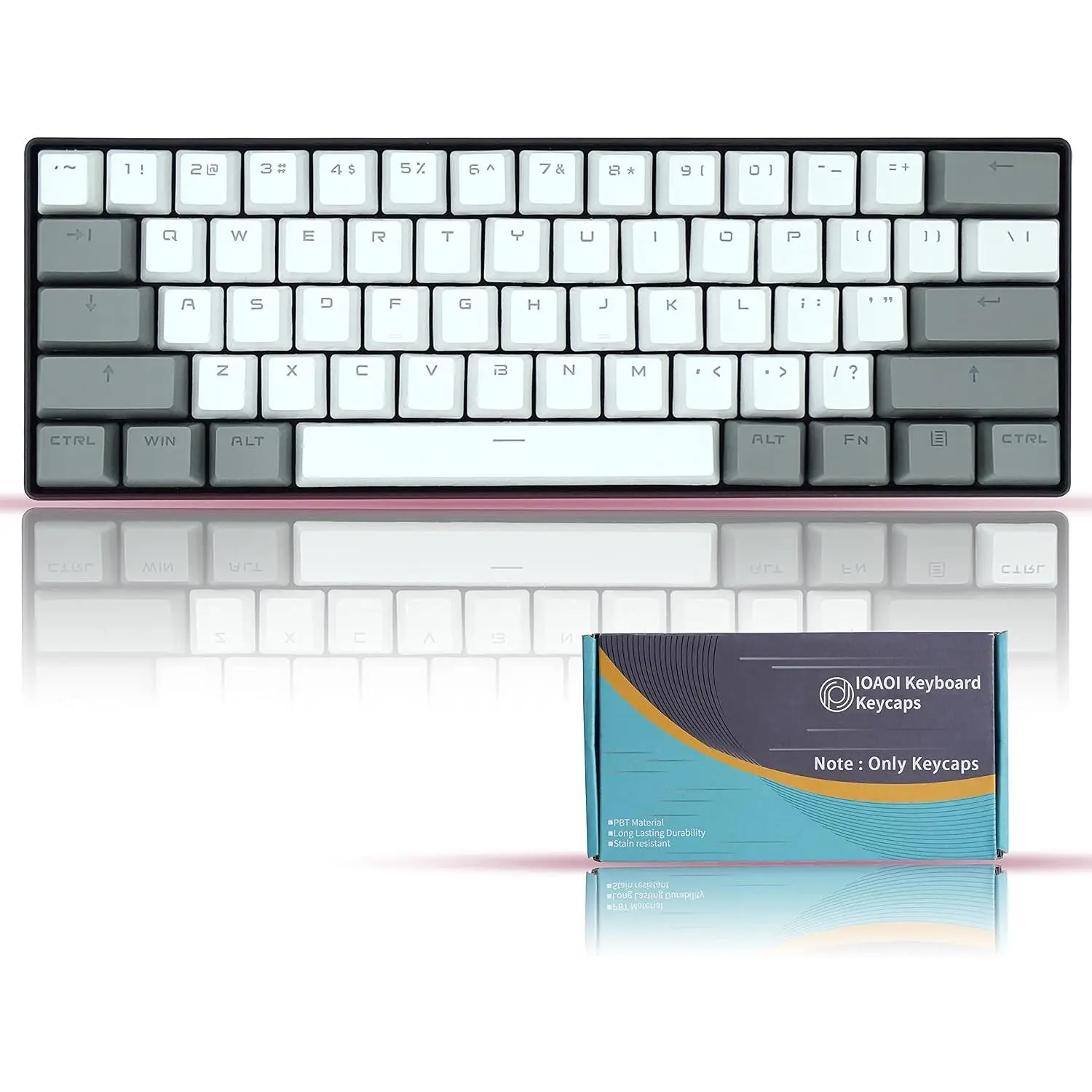White & Gray Keycaps Set - 104 Keycaps for Cherry MX Switches /GH60/ RK61/ ALT61/ Annie Mechanical Keyboards with Key Puller