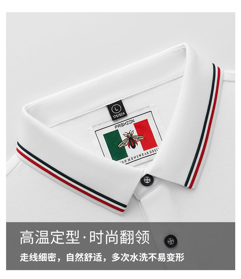 New Embroidered Bee Short Sleeve Lapel Polo Shirt High-end Trendy Brand Men's Top T-shirt