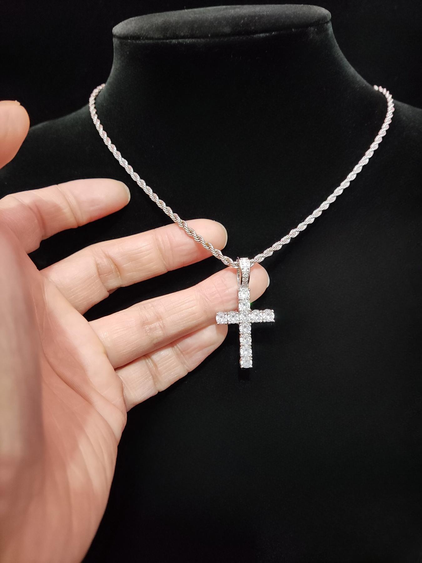Rhinestone Cross Twist Chain Pendant Necklace for Men & Women, Cross Chain Design, 1 Piece Hip Hop Jewelry for Party, Daily Clothing Decor, Trendy All-match Jewelry for Birthday Gift, Exquisite Jewelry Gift Rhinestone Cross Twist Chain Pendant Necklace for Men & Women, Cross Chain Design, 1 Piece Hip Hop Jewelry for Party, Daily Clothing Decor, Trendy All-match Jewelry for Birthday Gift, Exquisite Jewelry Gift